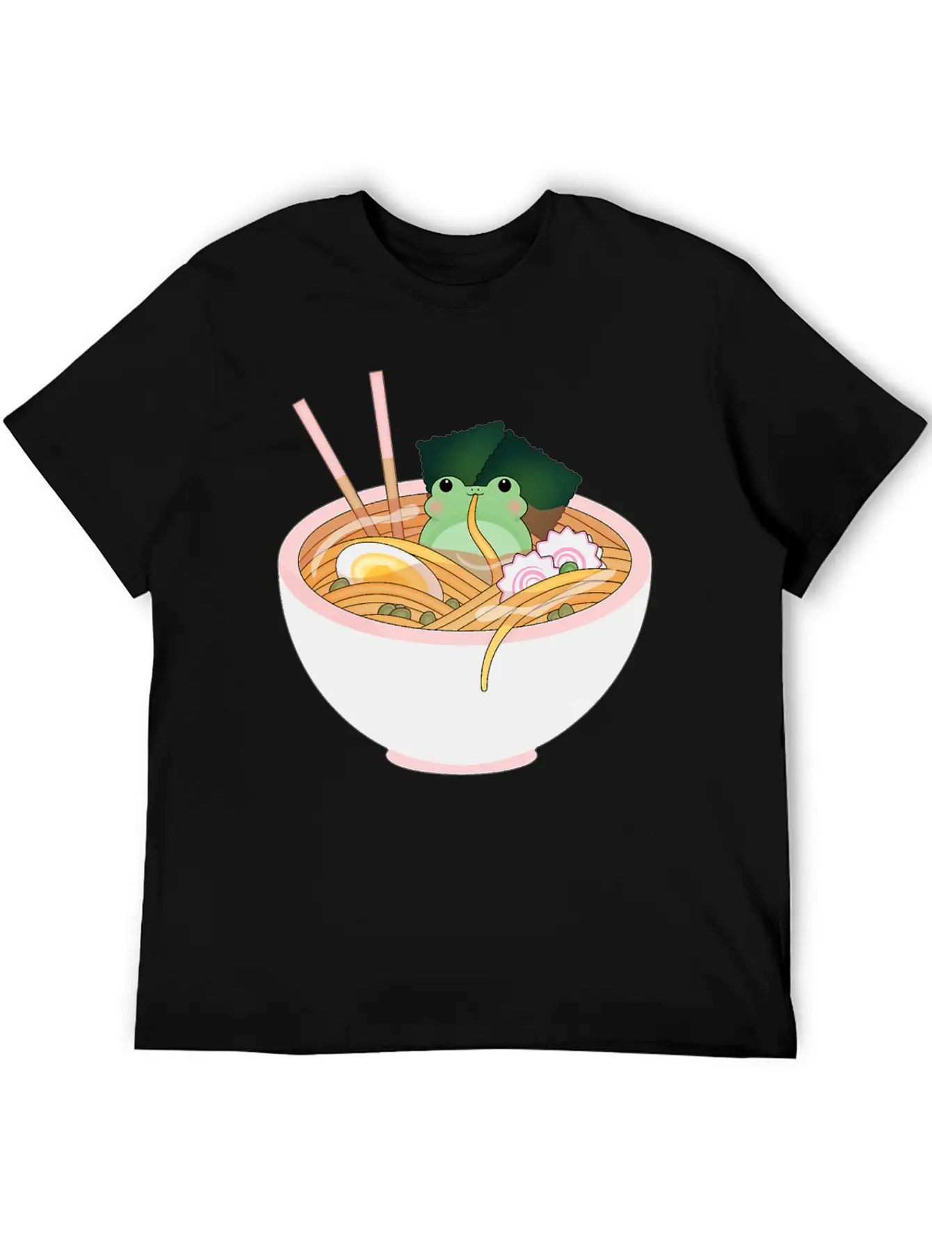Cute Pastel Frog Ramen Japanese Food Basic Graphic T-Shirt – Daily Comfort In Soft Cotton