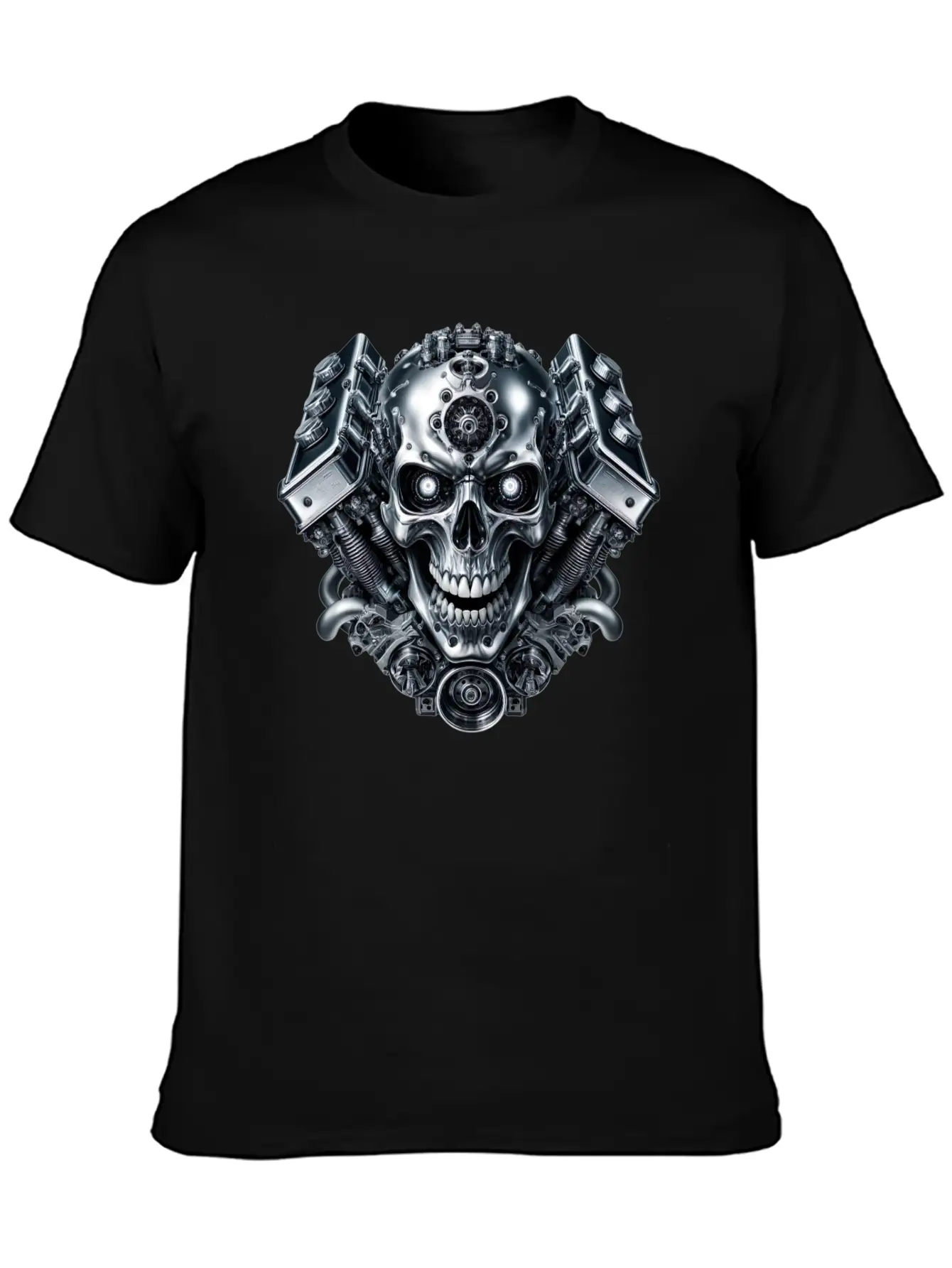 Cybernetic Skull Engine Stylish Everyday T-Shirt – Unisex Basic Cotton Tee