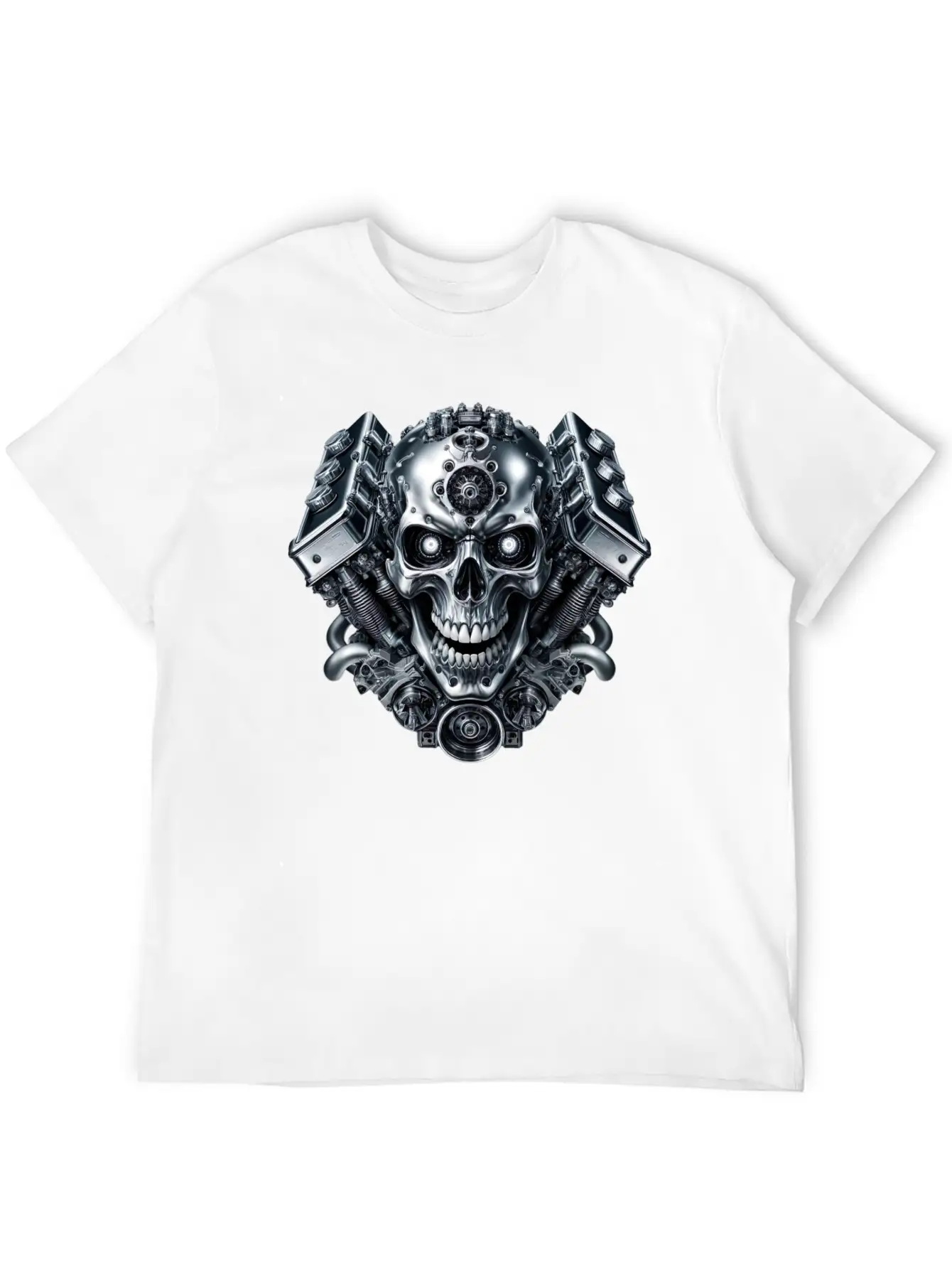 Cybernetic Skull Engine Stylish Everyday T-Shirt – Unisex Basic Cotton Tee