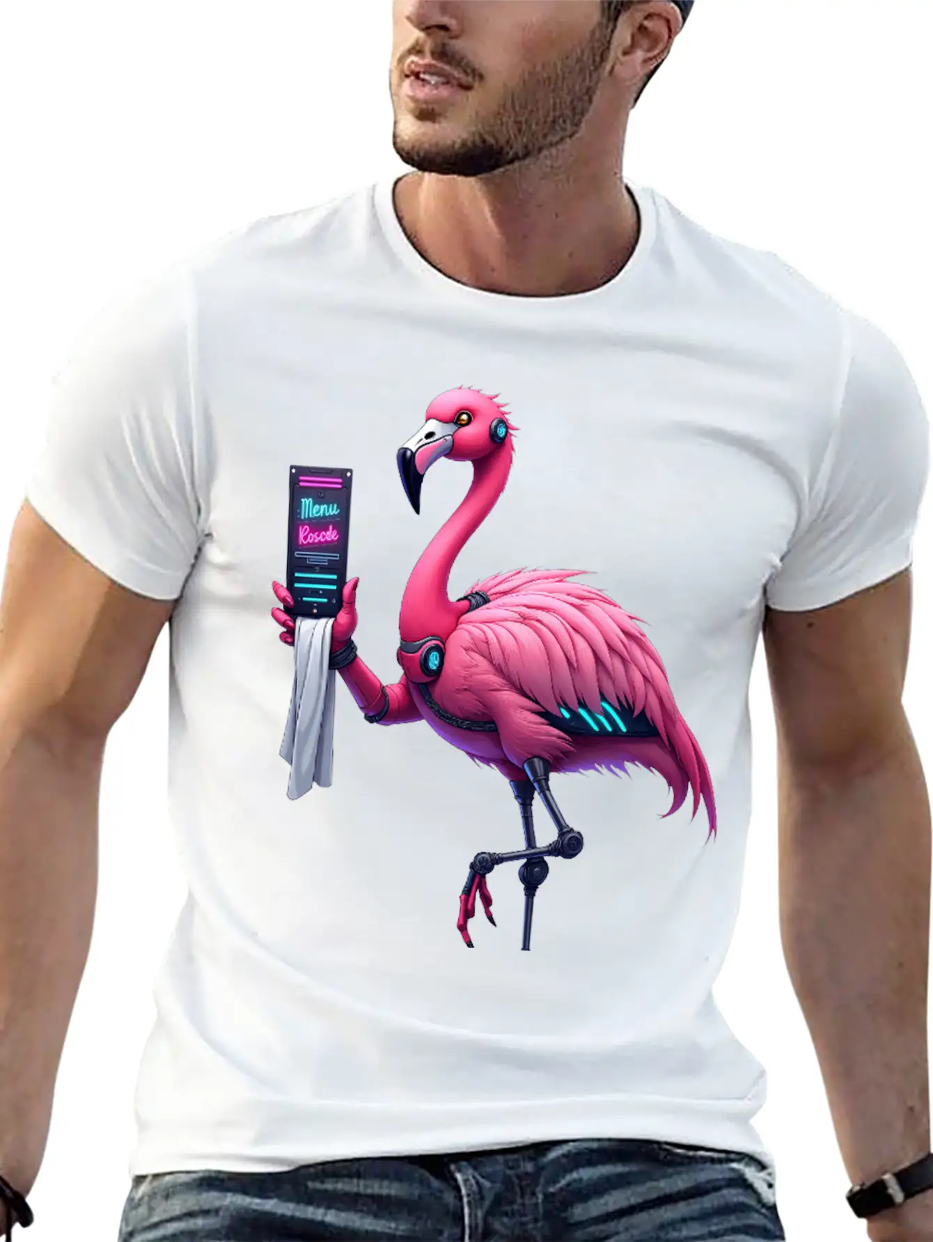 Cyberpunk Inspired Flamingo Stylish Everyday T-Shirt – Unisex Basic Cotton Tee