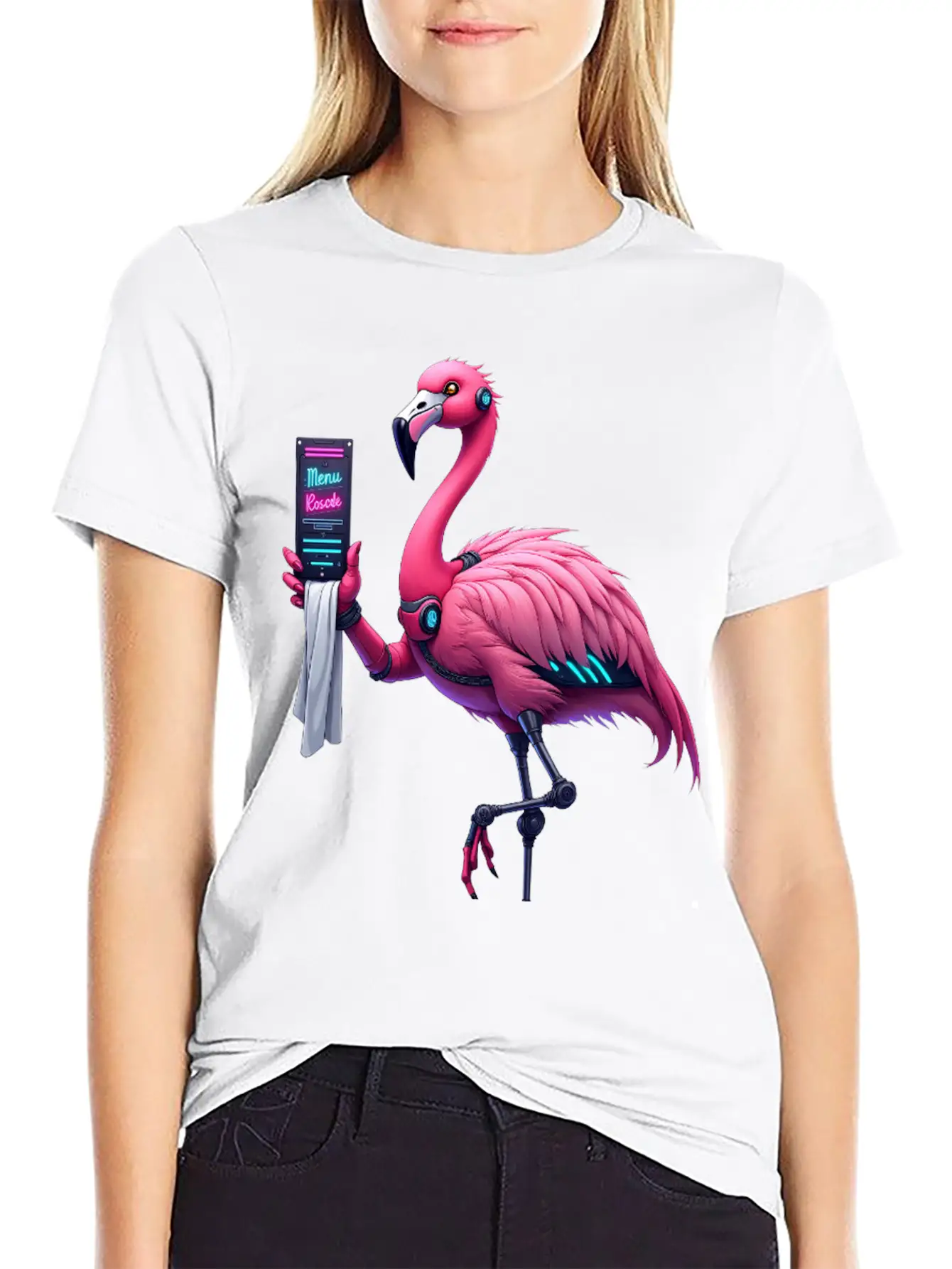 Cyberpunk Inspired Flamingo Stylish Everyday T-Shirt – Unisex Basic Cotton Tee