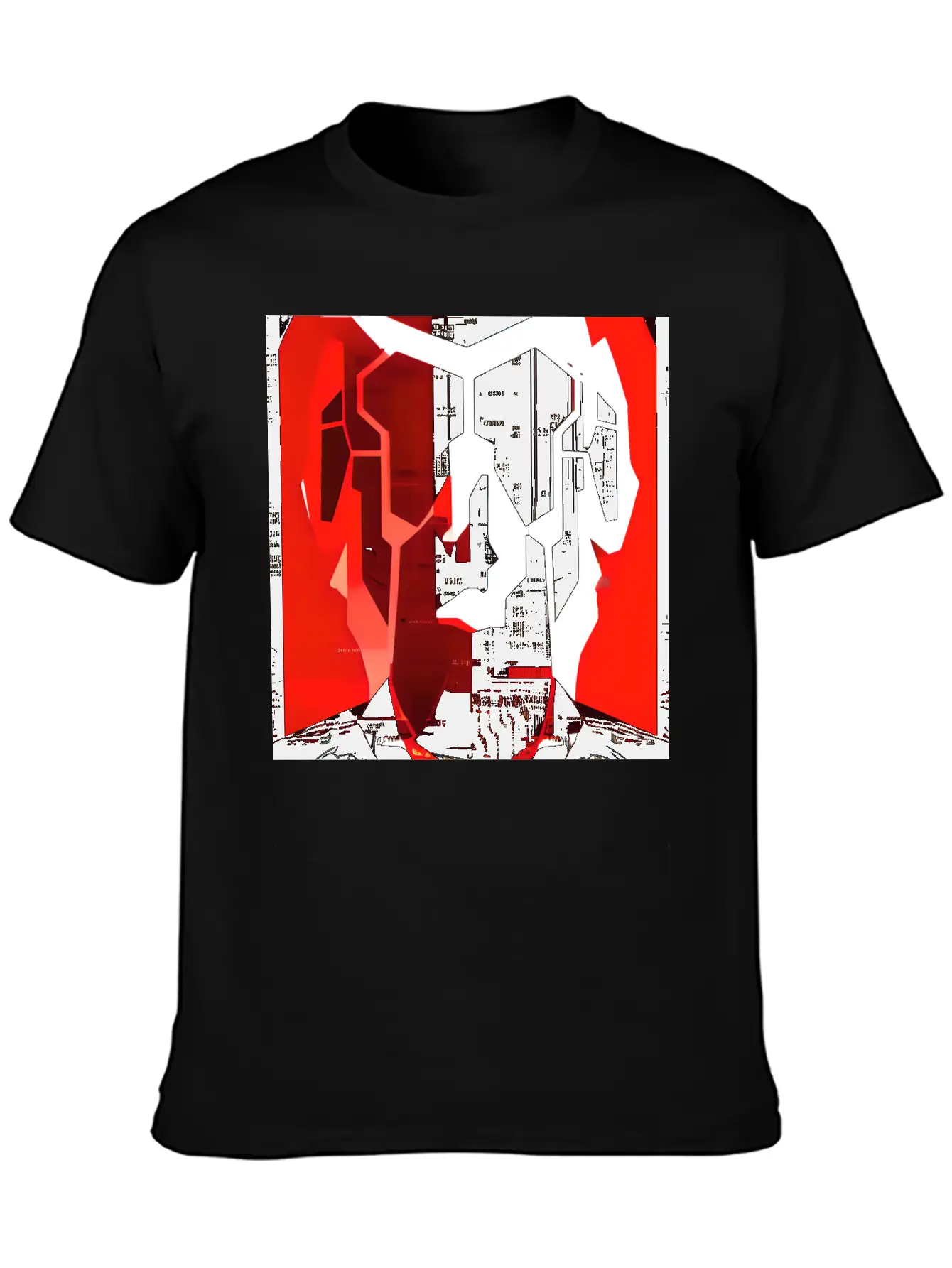 Cyberpunk Inspired Red Black White Theme Stylish Everyday T-Shirt – Unisex Basic Cotton Tee