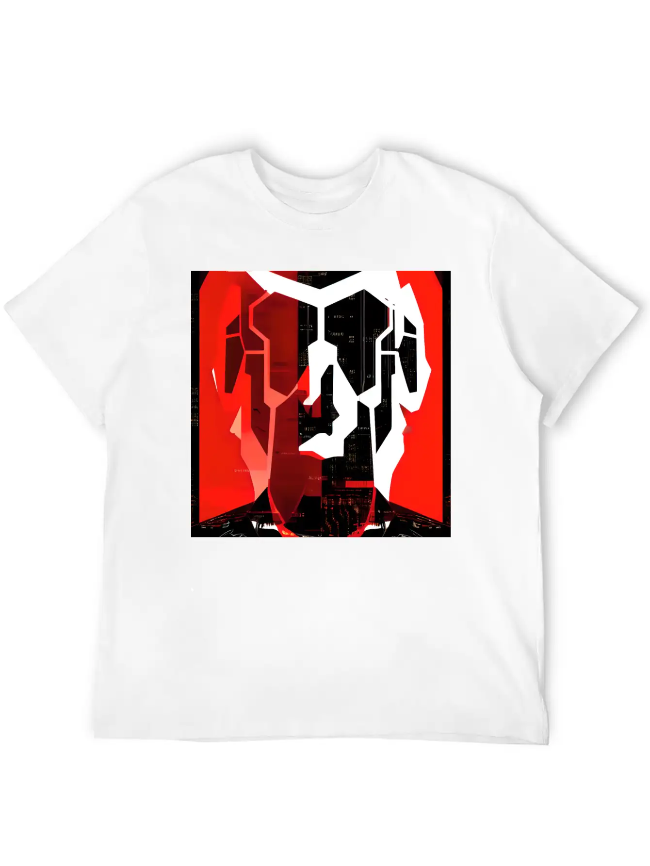 Cyberpunk Inspired Red Black White Theme Stylish Everyday T-Shirt – Unisex Basic Cotton Tee