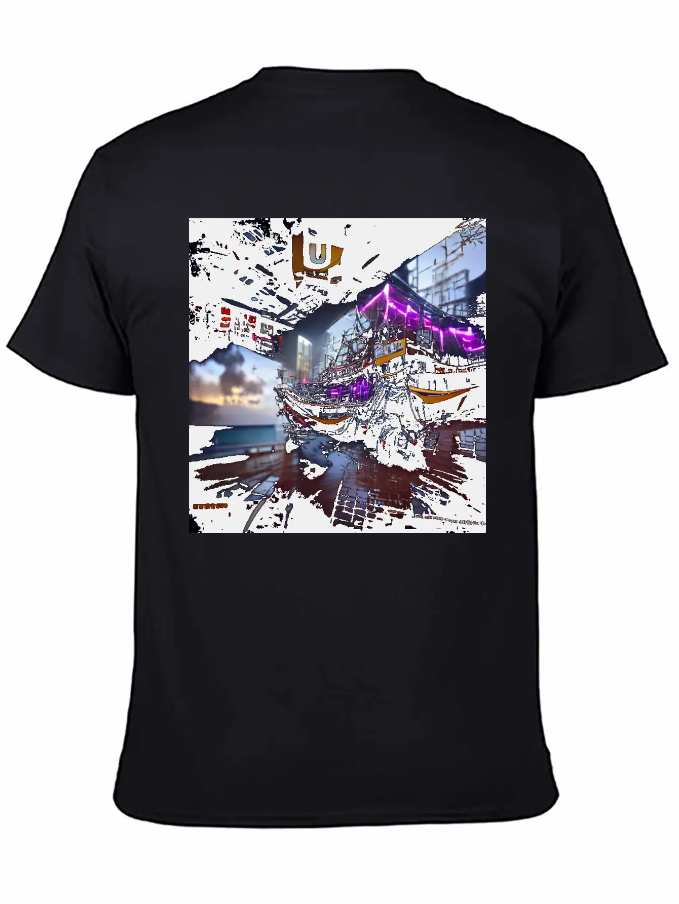 Cyberpunk Pirate Ship 8K 3D Unreal Engine Basic Graphic T-Shirt – Daily Comfort In Soft Cotton