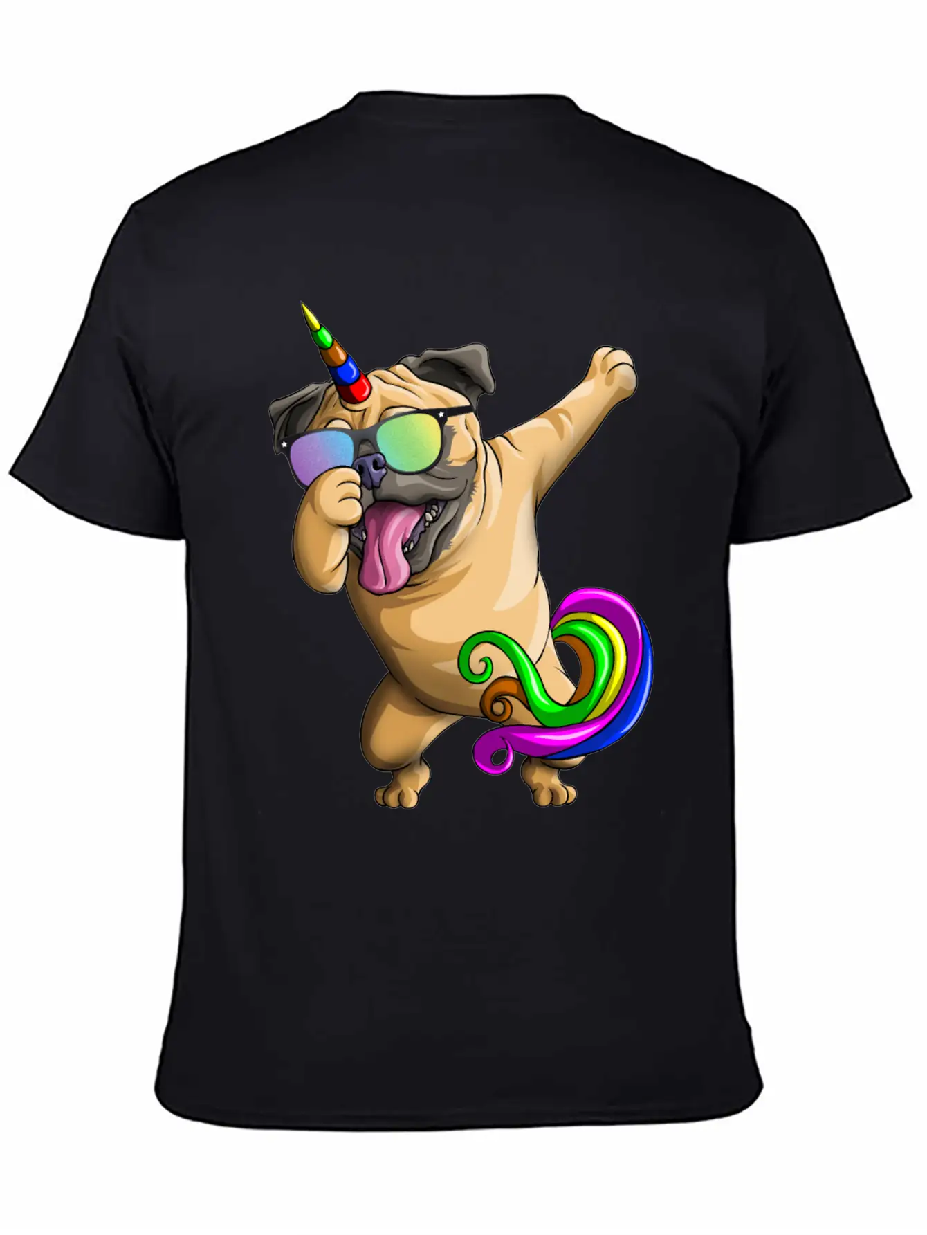 Dabbing Pugicorn Funny Pug Lover Boys Girls Dab Stylish Everyday T-Shirt – Unisex Basic Cotton Tee