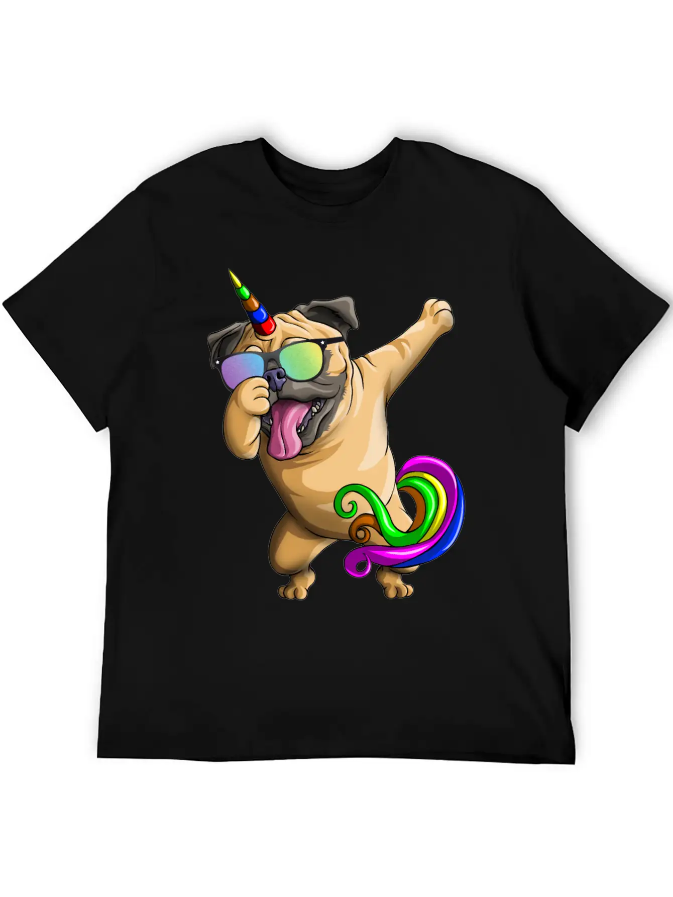 Dabbing Pugicorn Funny Pug Lover Boys Girls Dab Stylish Everyday T-Shirt – Unisex Basic Cotton Tee