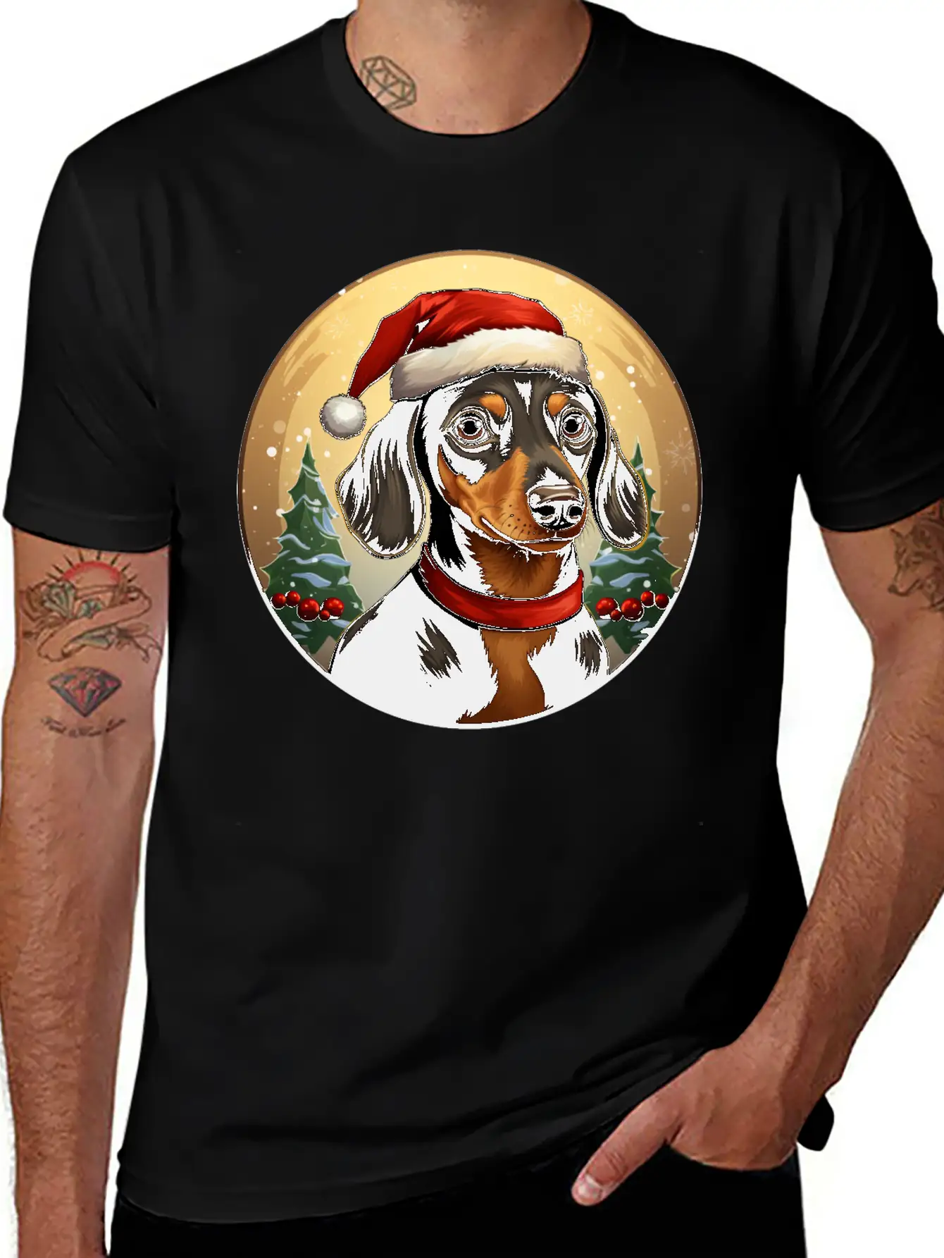 Dachshund Christmas Classic Cotton Tee – Unisex Comfort For Any Season