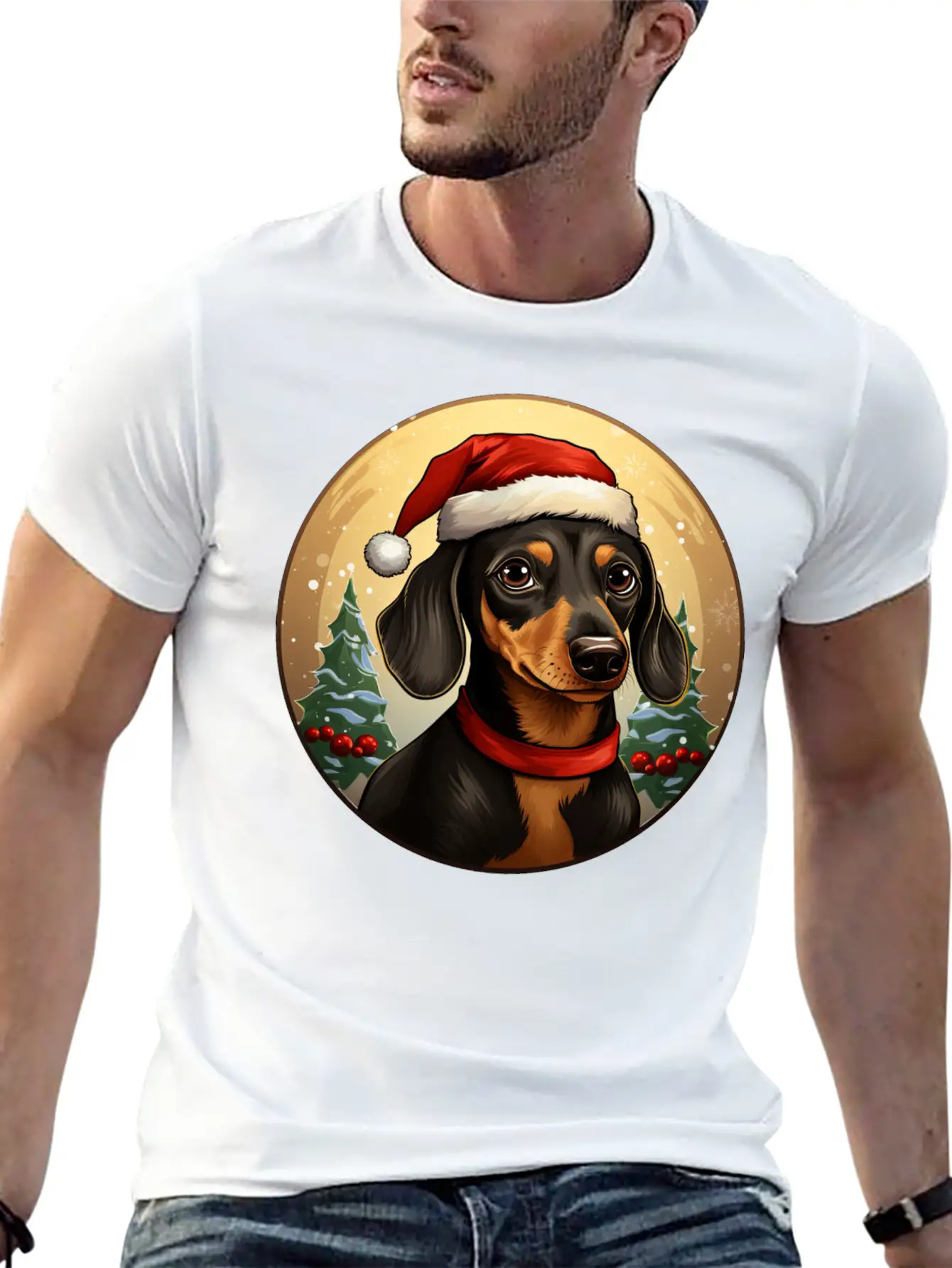 Dachshund Christmas Classic Cotton Tee – Unisex Comfort For Any Season
