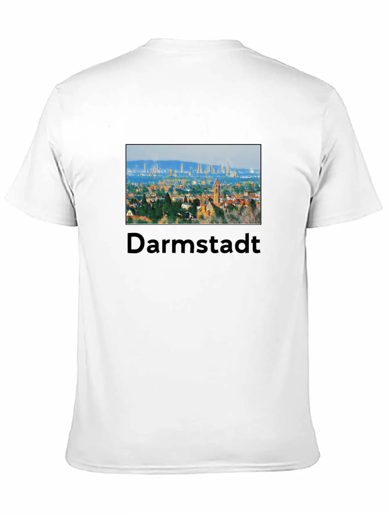 Darmstadt City Skyline Sights Silhouette Basic Graphic T-Shirt – Daily Comfort In Soft Cotton