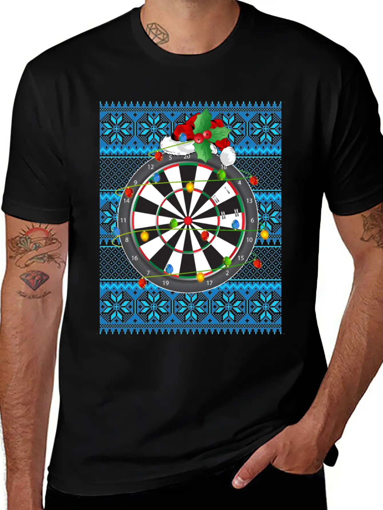 Darts Christmas Lights Simple Everyday Graphic Tee – Lightweight Summer Wear