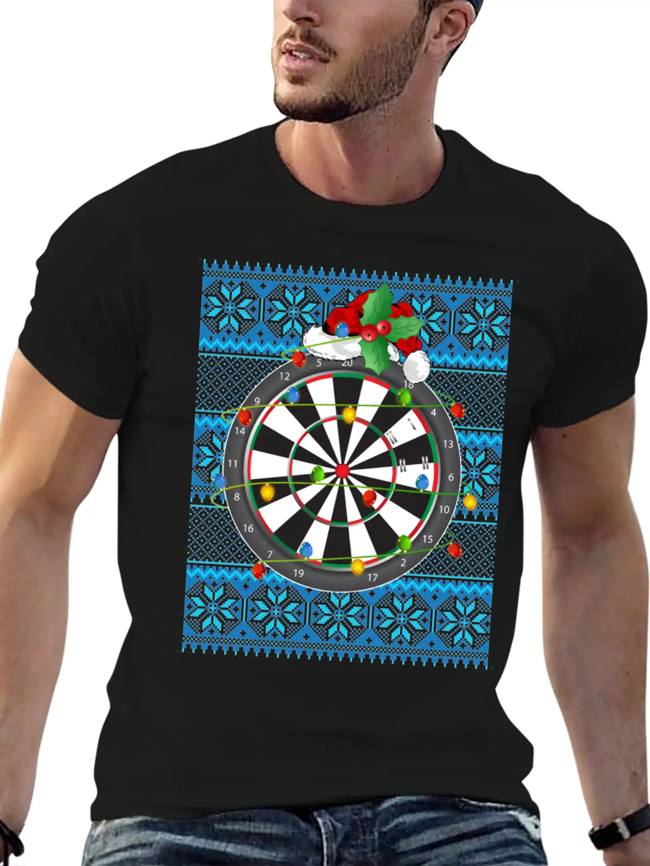 Darts Christmas Lights Simple Everyday Graphic Tee – Lightweight Summer Wear