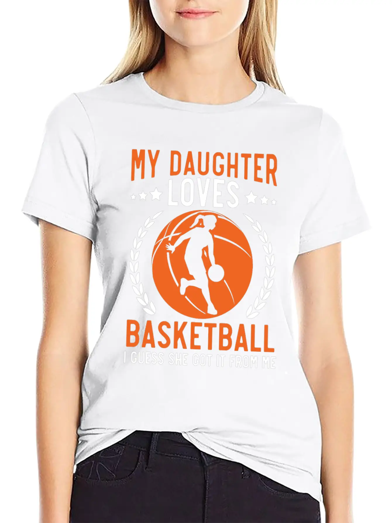 Daughter Basketball Sport Basketball Dad Mom Lightweight Cotton T-Shirt – Daily Comfort Graphic Shirt