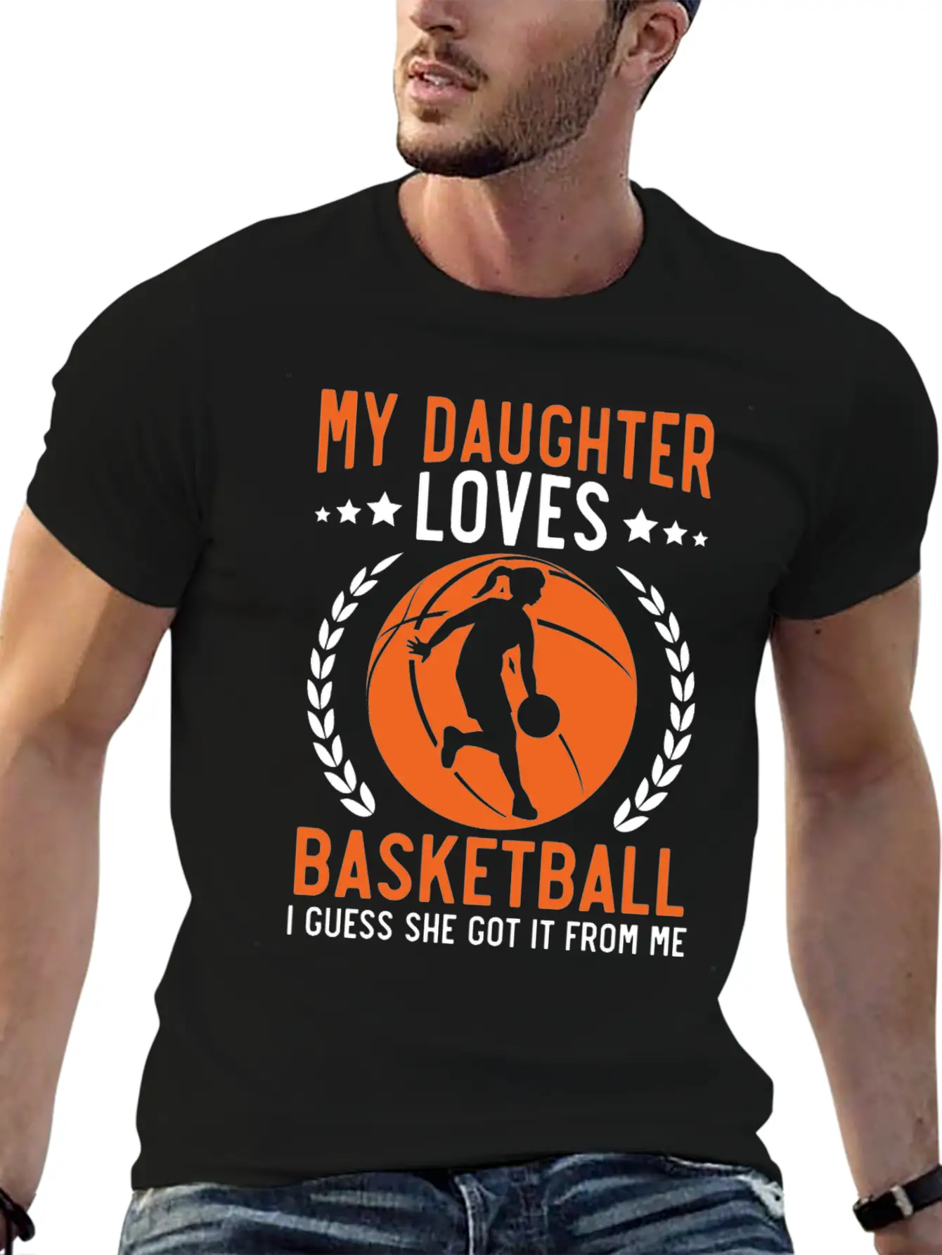 Daughter Basketball Sport Basketball Dad Mom Lightweight Cotton T-Shirt – Daily Comfort Graphic Shirt