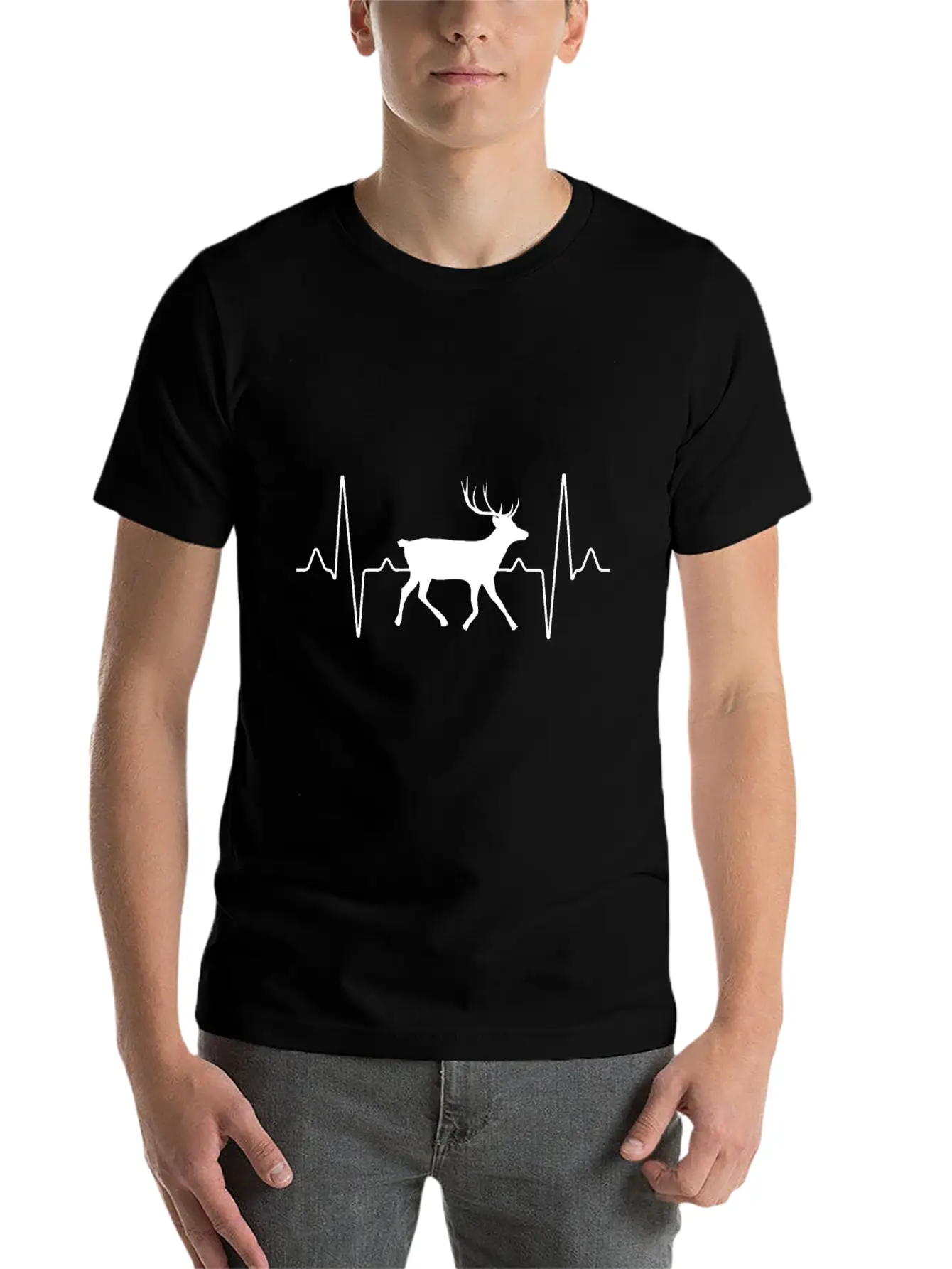 Deer Heartbeat Classic Cotton Tee – Unisex Comfort For Any Season