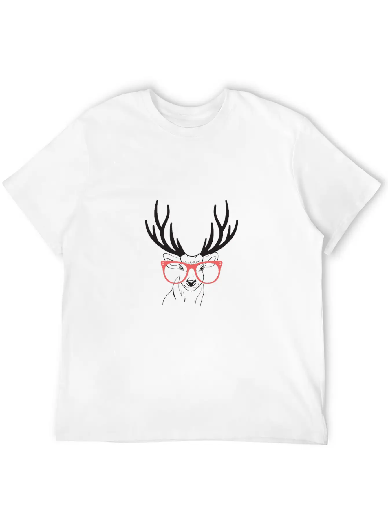 Deer With Glasses Simple Everyday Graphic Tee – Lightweight Summer Wear