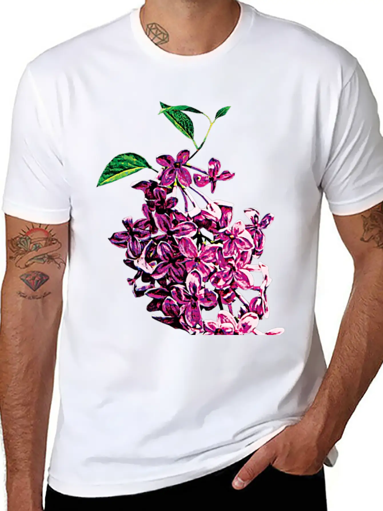 Delicate Pink Lilacs Stylish Everyday T-Shirt – Unisex Basic Cotton Tee