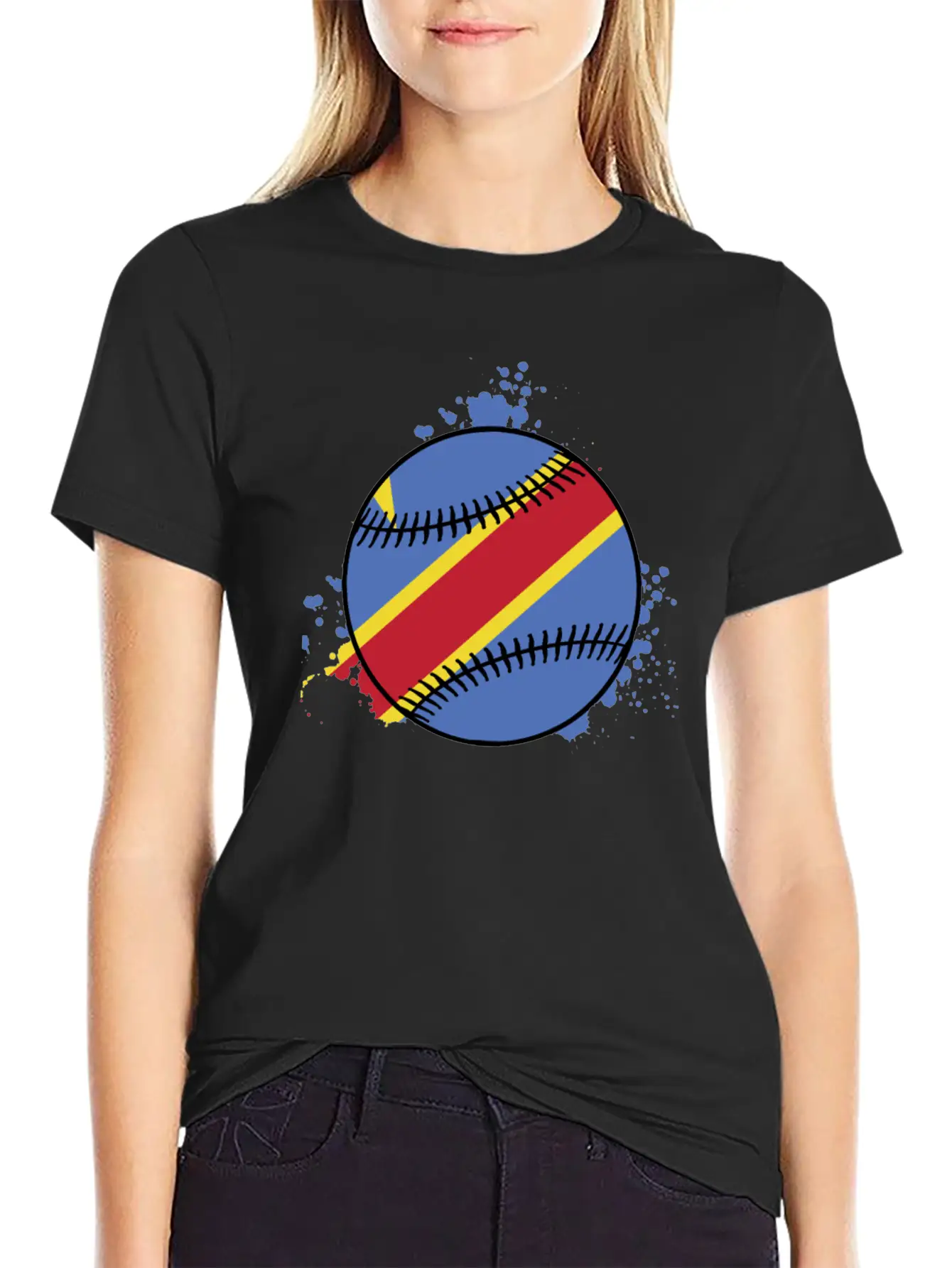 DEMOCRATIC REPUBLIC OF CONGO BASEBALL Classic Crew Neck Graphic Tee – Everyday Minimal Look