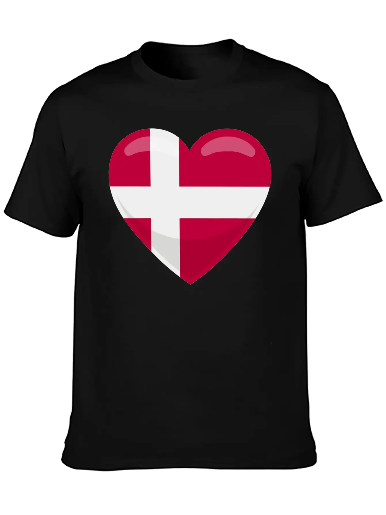 Denmark Flag Heart Simple Everyday Graphic Tee – Lightweight Summer Wear