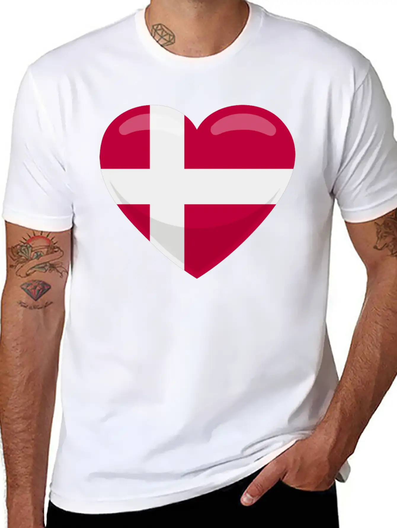 Denmark Flag Heart Simple Everyday Graphic Tee – Lightweight Summer Wear