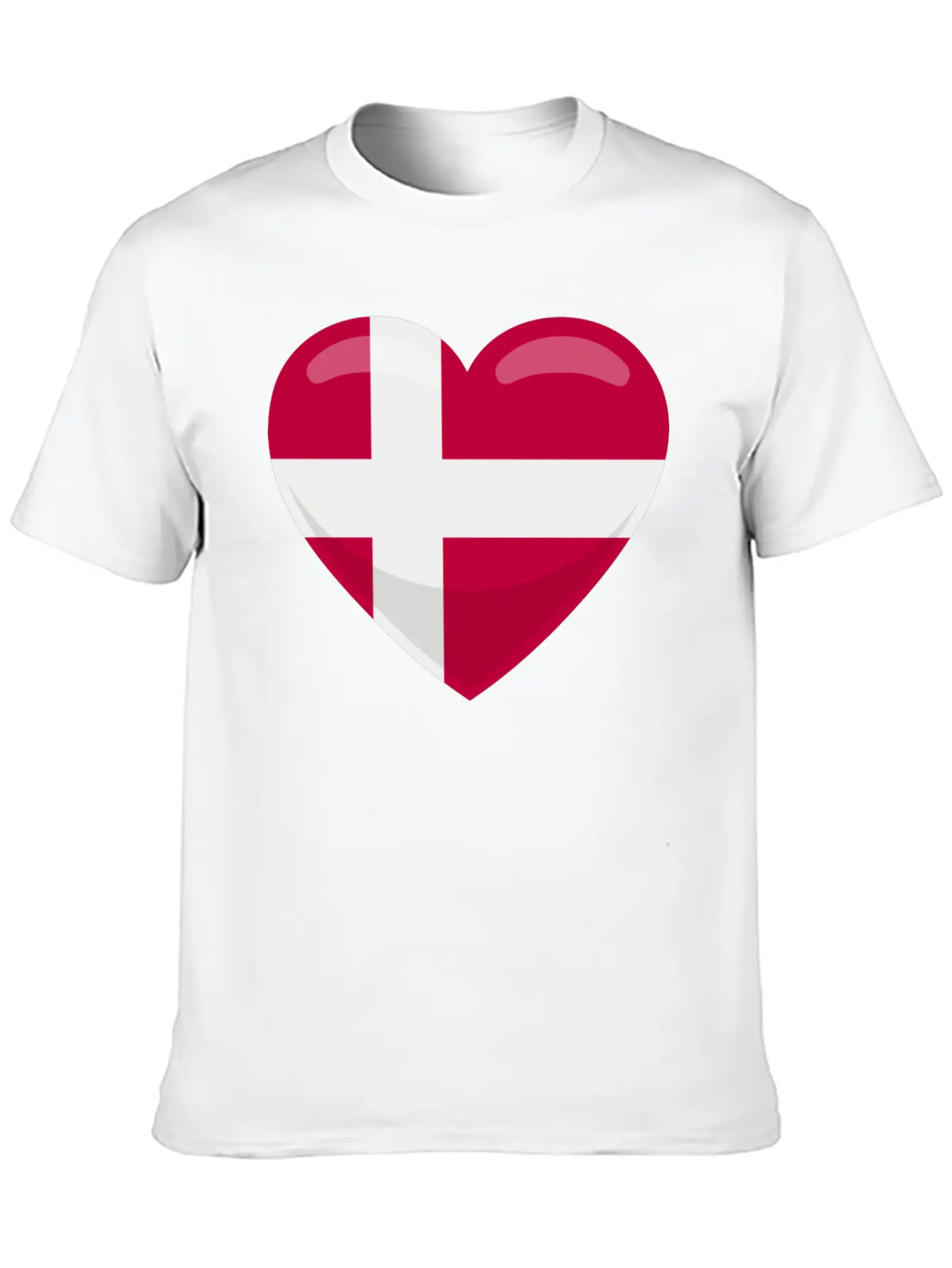 Denmark Flag Heart Simple Everyday Graphic Tee – Lightweight Summer Wear