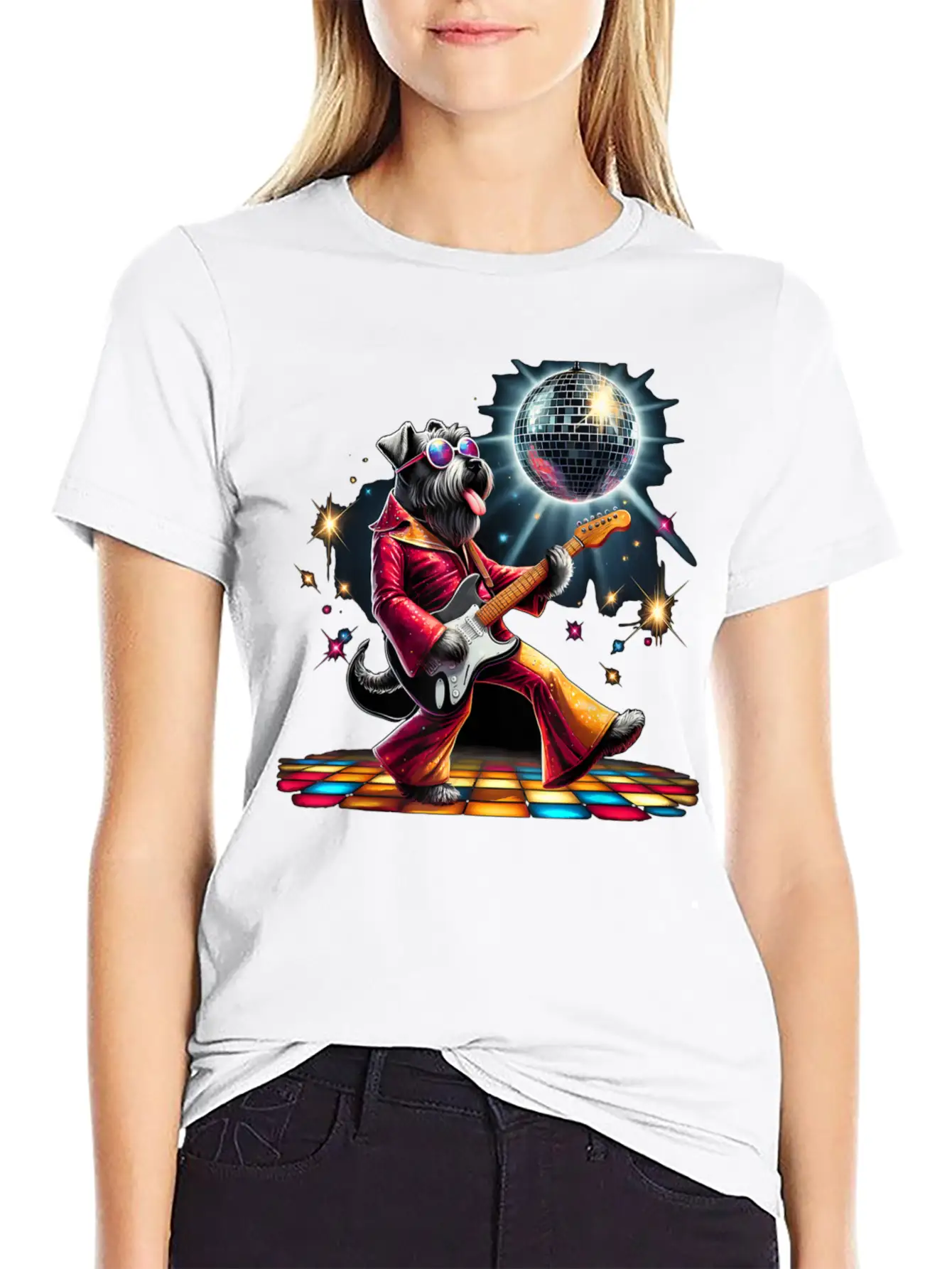 Disco Giant Schnauzer Dog Essential Cotton Tee For Daily Outfits – Unisex Style