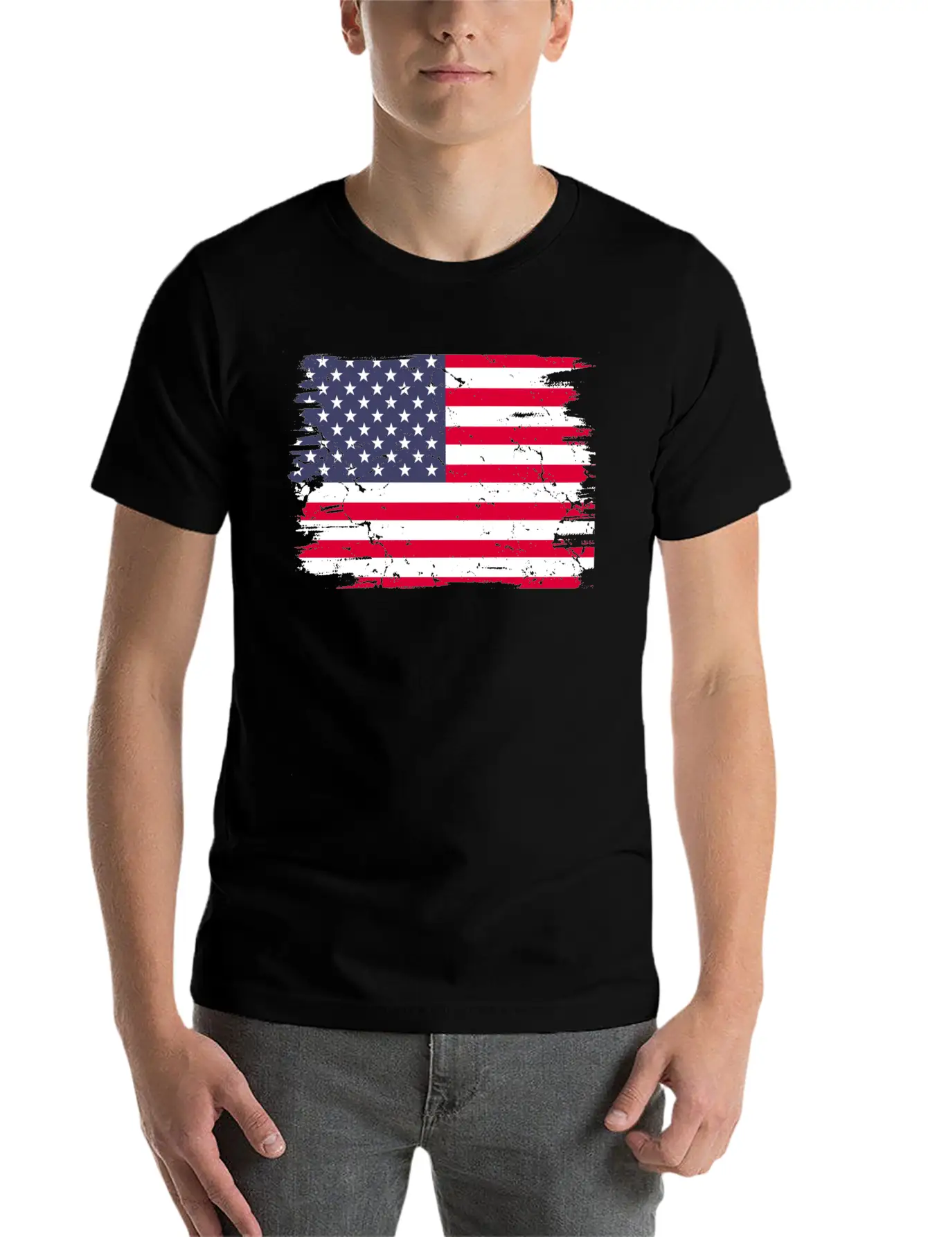 Distressed American Flag Classic Cotton Tee – Unisex Comfort For Any Season