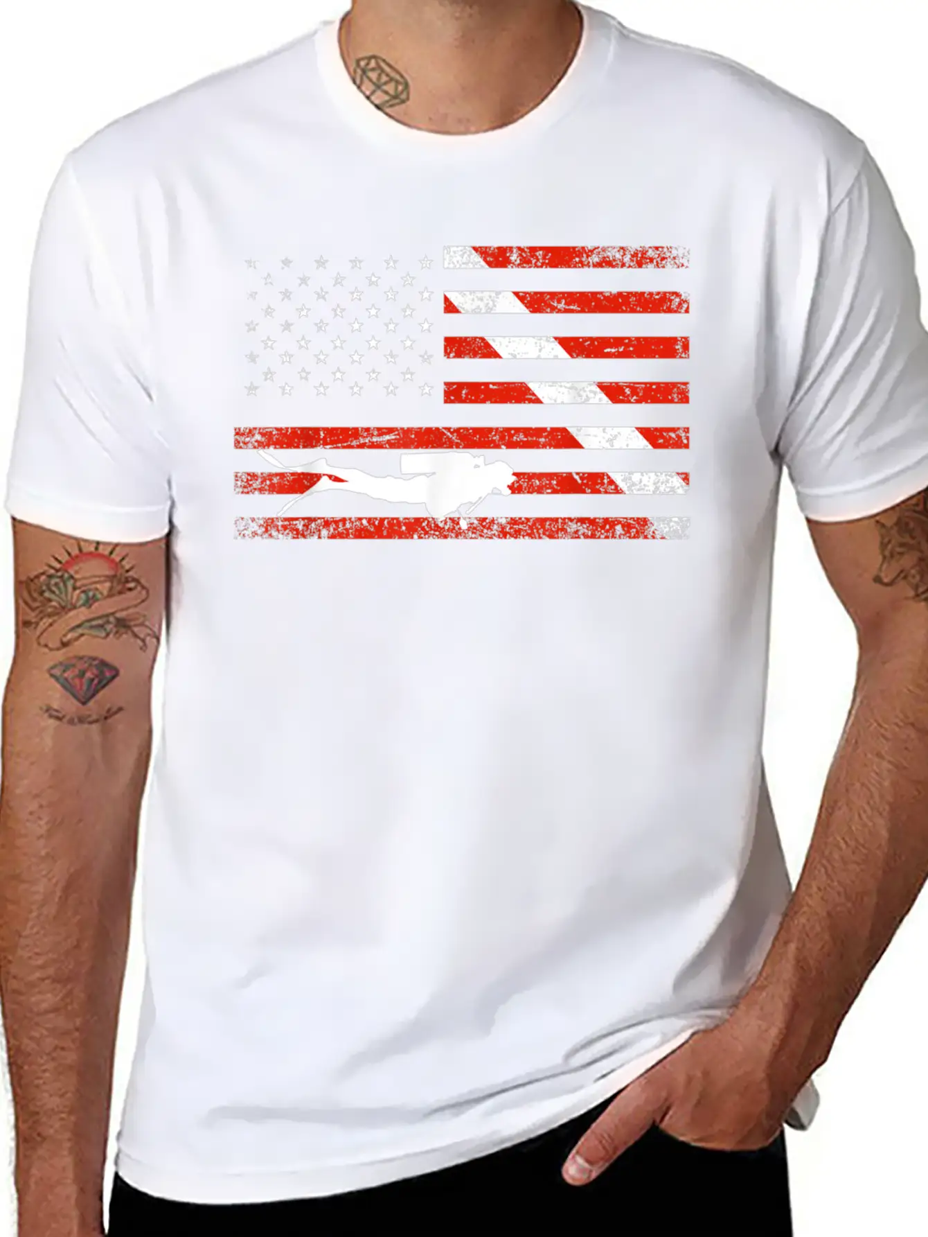 Diver Down Dive Flag Scuba Diving American Flag Basic Graphic T-Shirt – Daily Comfort In Soft Cotton
