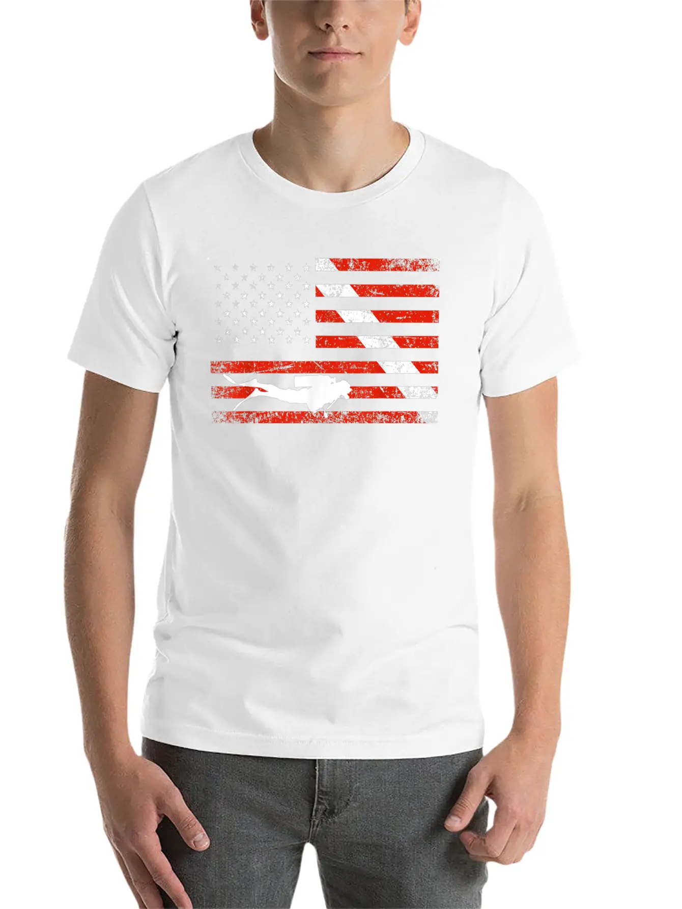 Diver Down Dive Flag Scuba Diving American Flag Basic Graphic T-Shirt – Daily Comfort In Soft Cotton