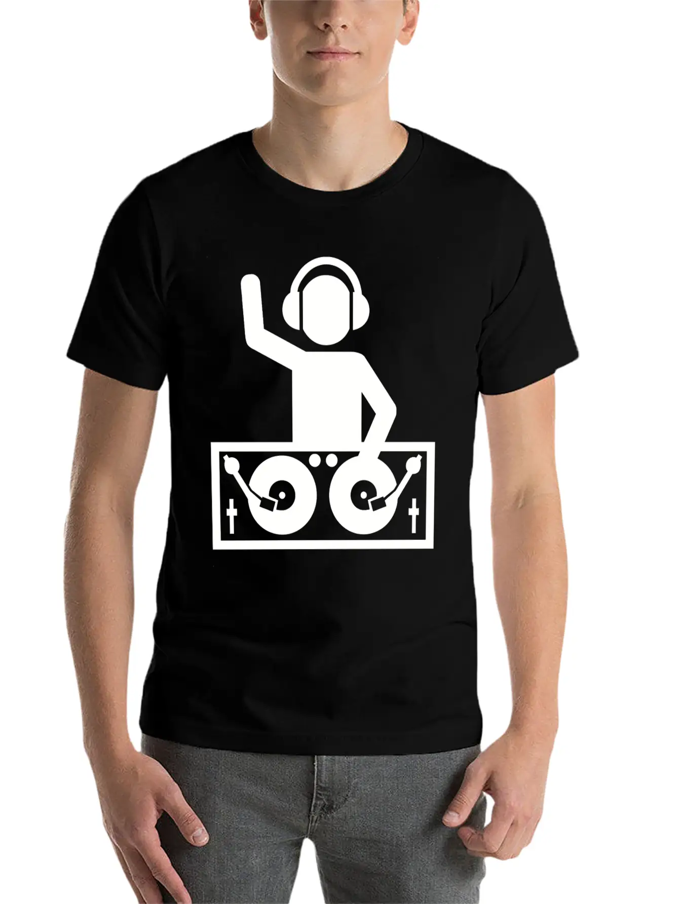 Dj - DJ With Turntables Stylish Everyday T-Shirt – Unisex Basic Cotton Tee