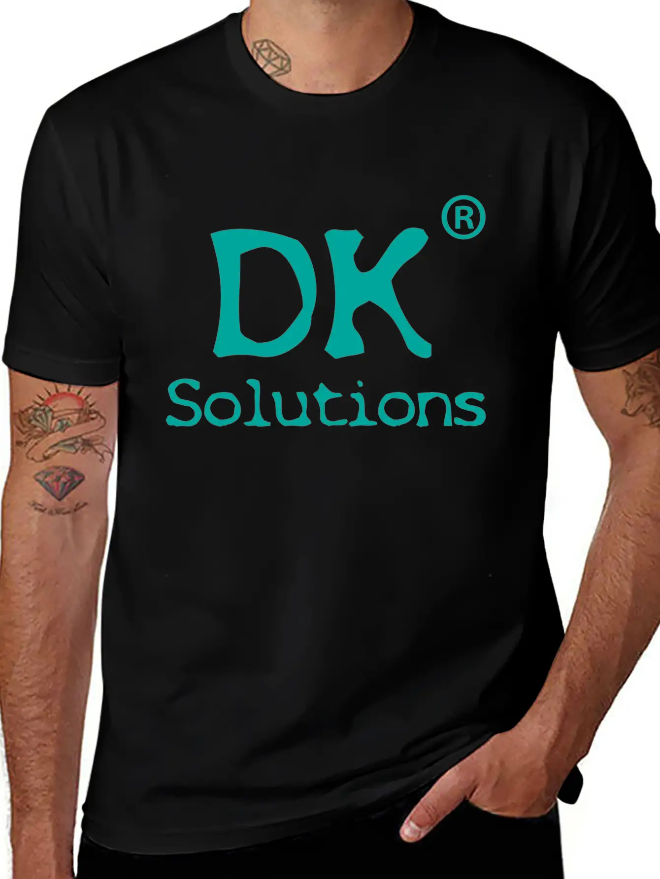 DK Solutions Logo Green Stylish Everyday T-Shirt – Unisex Basic Cotton Tee