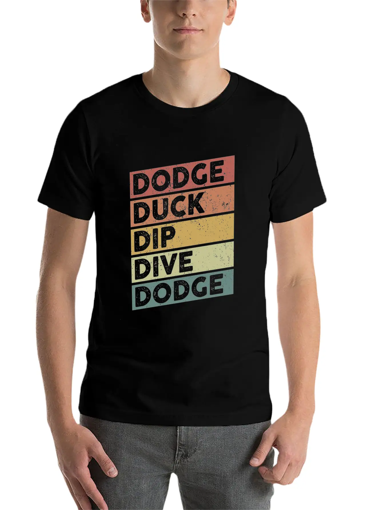 Dodge Duck Dip Dive Dodge Funny Dodgeball Design Stylish Everyday T-Shirt – Unisex Basic Cotton Tee