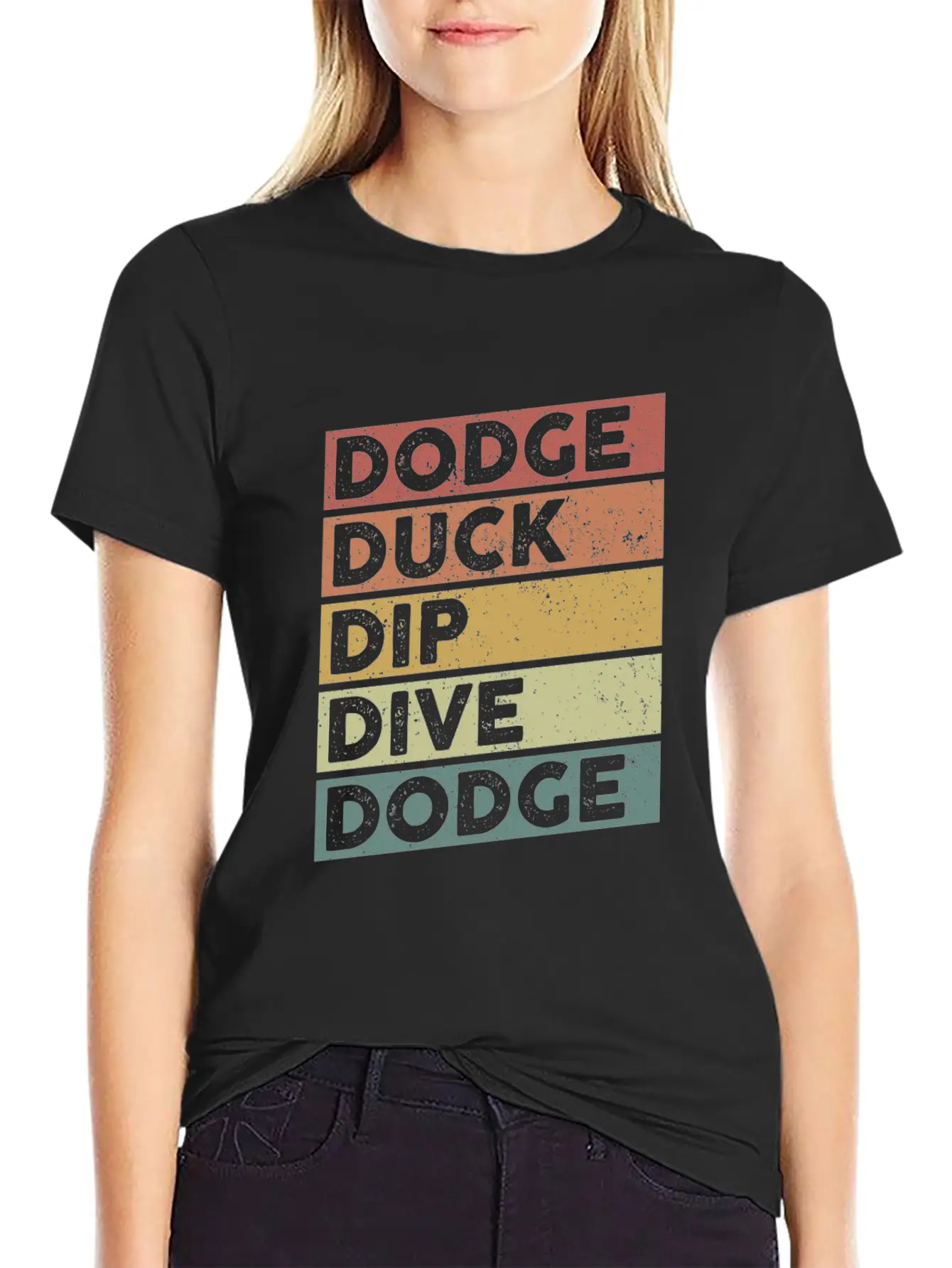 Dodge Duck Dip Dive Dodge Funny Dodgeball Design Stylish Everyday T-Shirt – Unisex Basic Cotton Tee