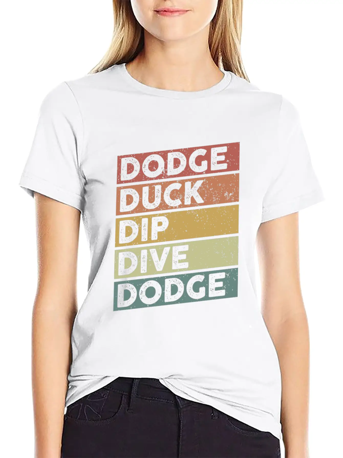 Dodge Duck Dip Dive Dodge Funny Dodgeball Design Stylish Everyday T-Shirt – Unisex Basic Cotton Tee