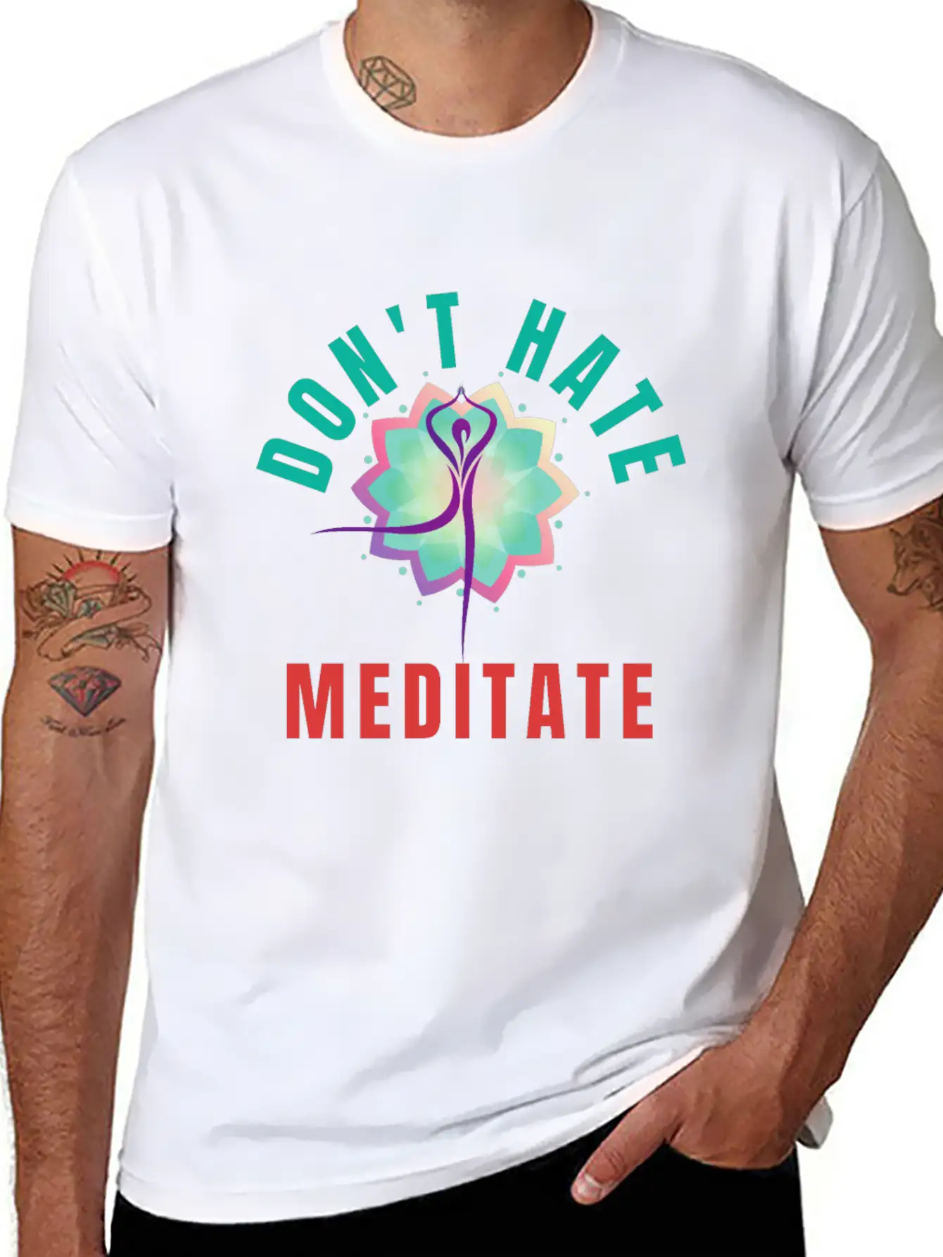 DON'T HATE MEDITATE - YOGA MEDITATION Classic Cotton Tee – Unisex Comfort For Any Season