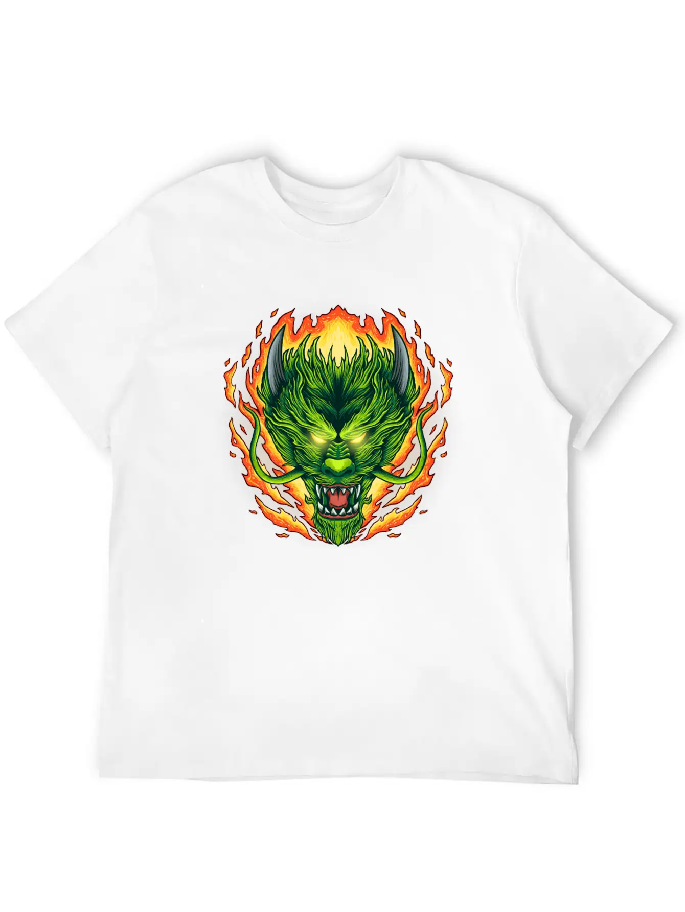 Dragon Head On Fire Stylish Everyday T-Shirt – Unisex Basic Cotton Tee