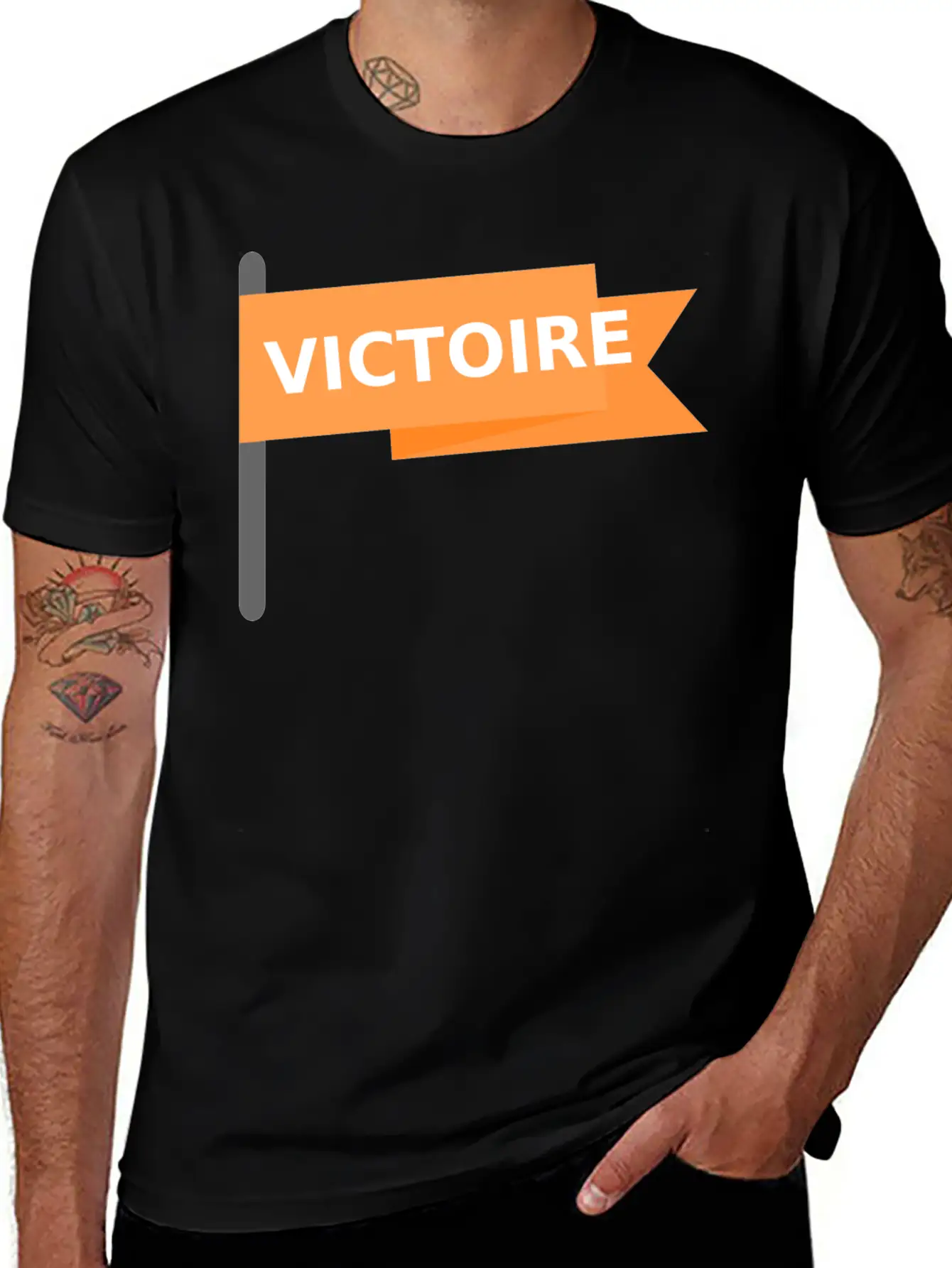 Drapeau Victoire / Victory Win Flag Stylish Everyday T-Shirt – Unisex Basic Cotton Tee