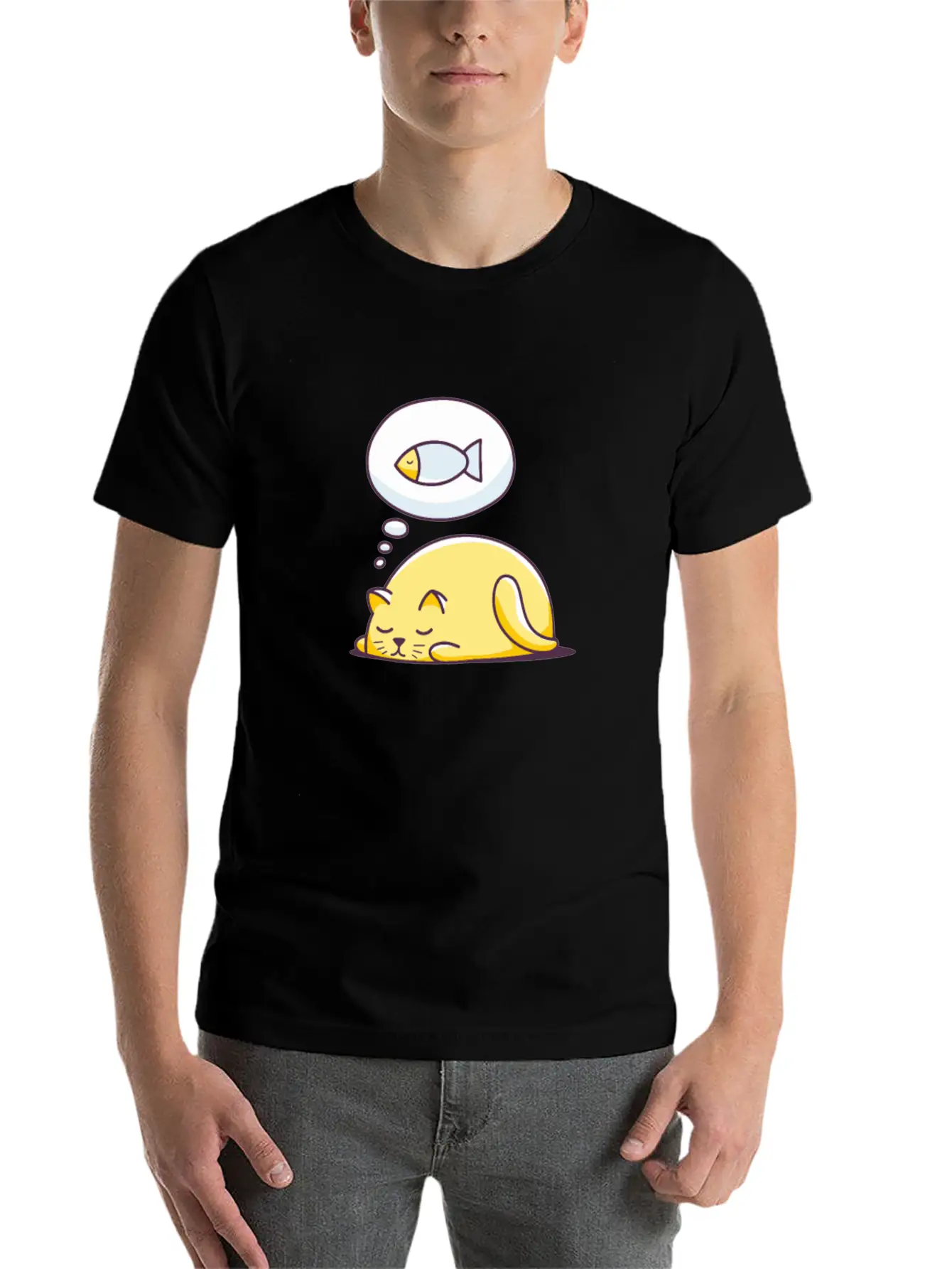 Dreaming Cat - Cat Lover Cats Basic Graphic T-Shirt – Daily Comfort In Soft Cotton
