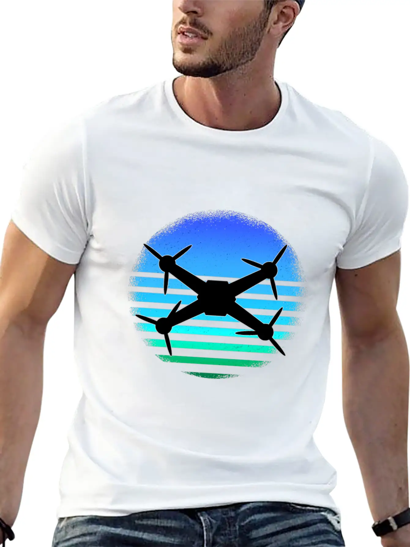 Drone Sunrise Quadcopter Sun Simple Everyday Graphic Tee – Lightweight Summer Wear