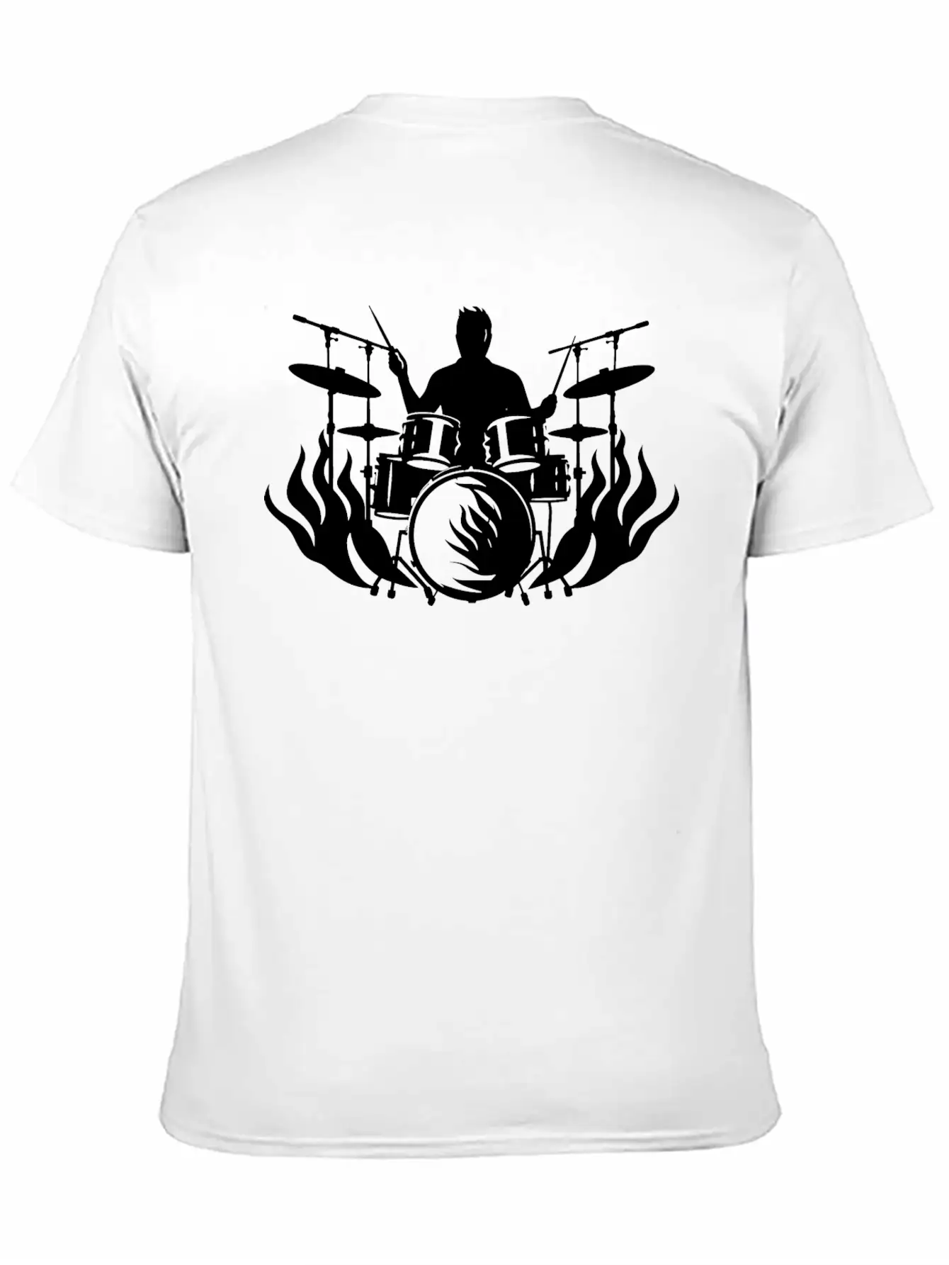 Drum Player Drawing Classic Crew Neck Graphic Tee – Everyday Minimal Look