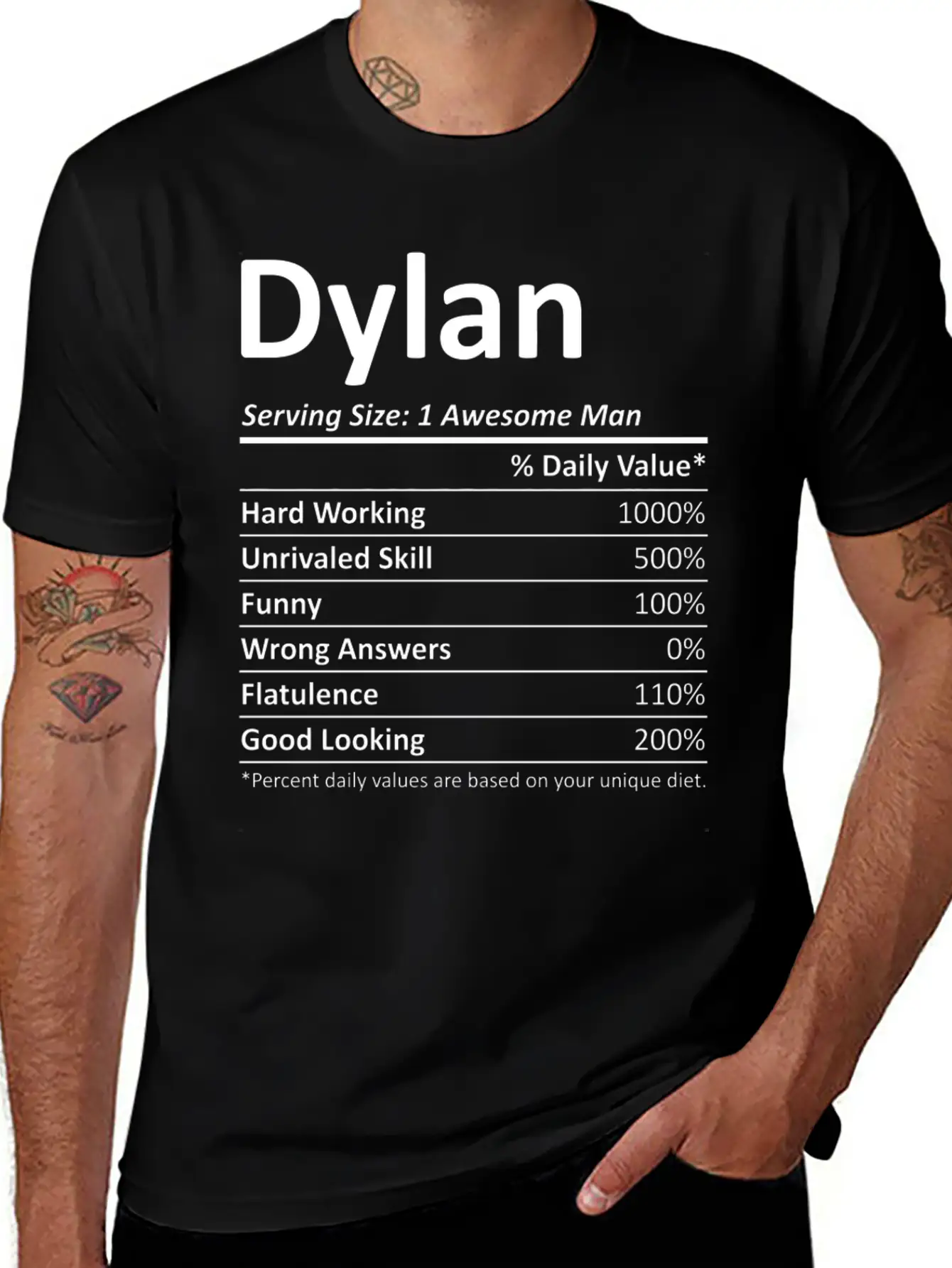 Dylan Nutrition Funny Birthday Personalized Name G Casual Graphic T-Shirt – Simple And Comfortable Daily Wear