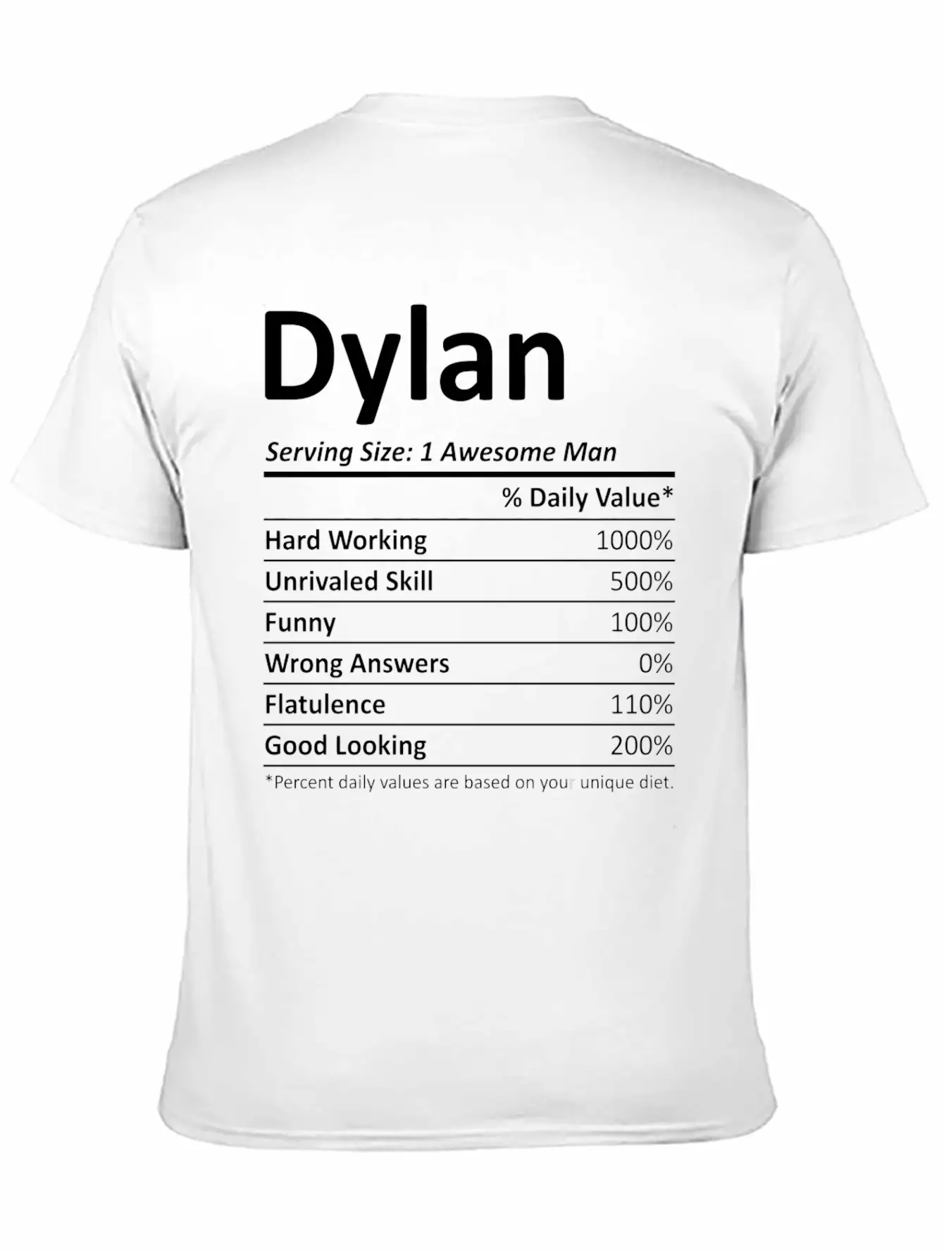 Dylan Nutrition Funny Birthday Personalized Name G Casual Graphic T-Shirt – Simple And Comfortable Daily Wear