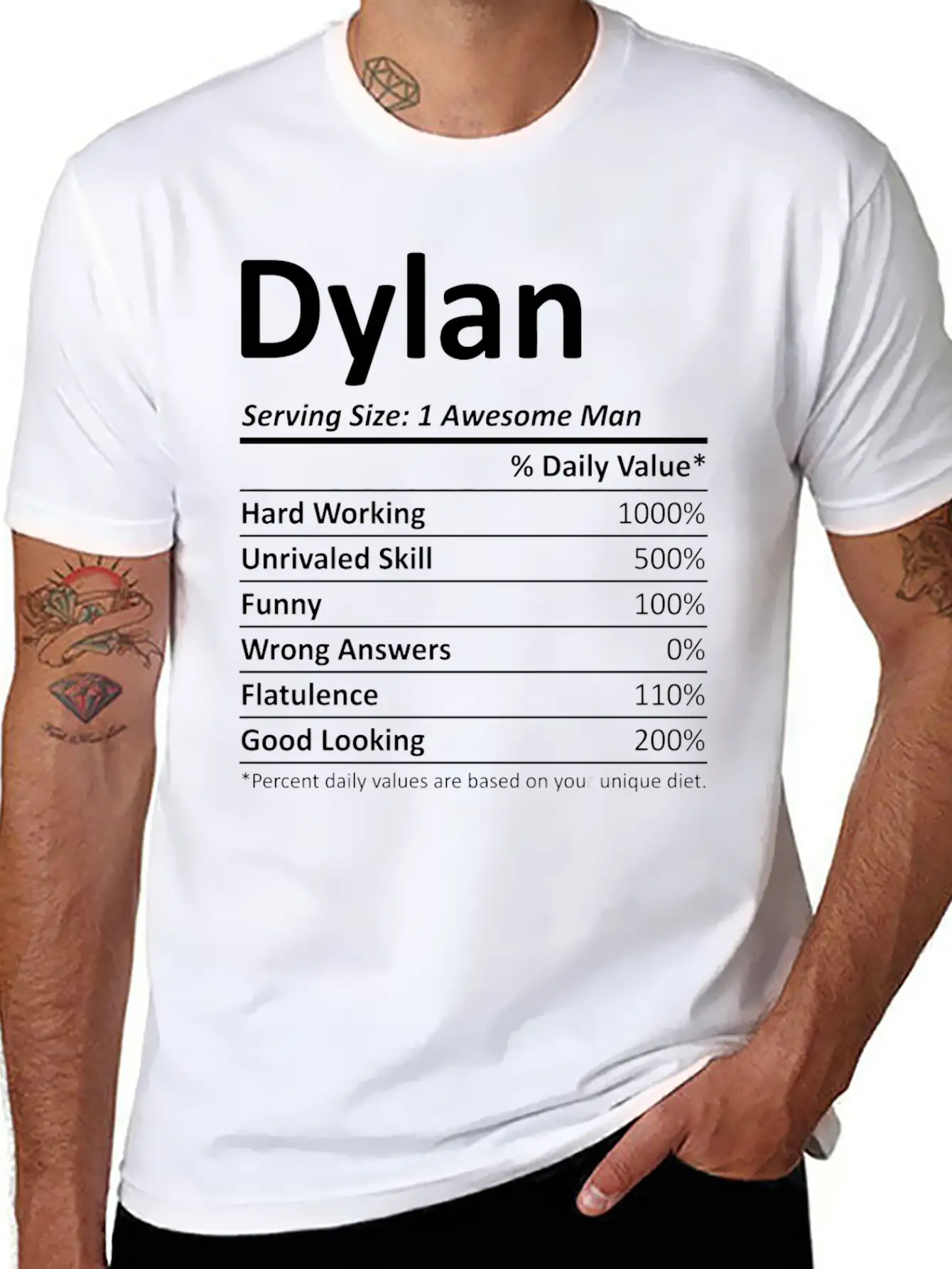 Dylan Nutrition Funny Birthday Personalized Name G Casual Graphic T-Shirt – Simple And Comfortable Daily Wear