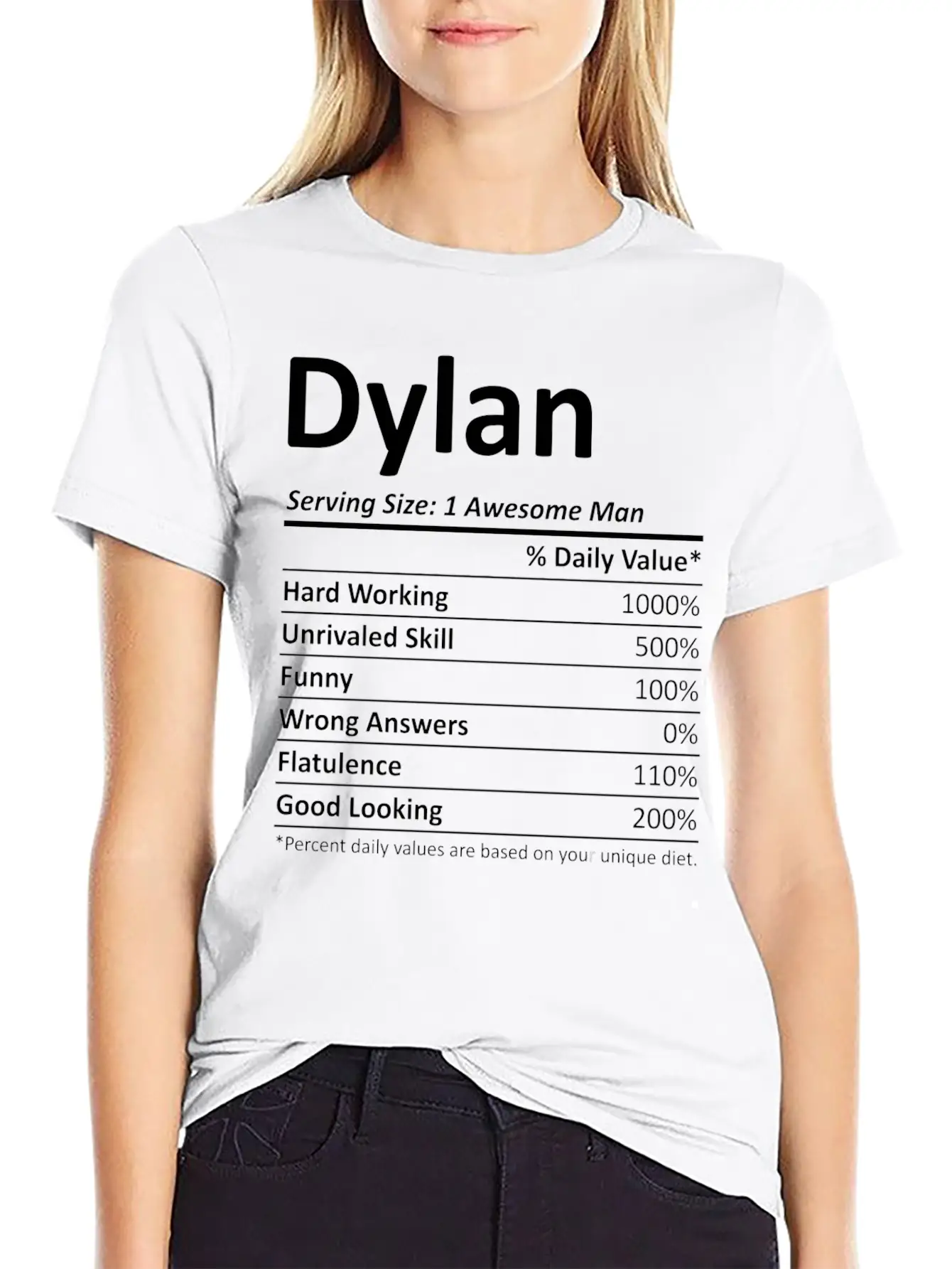 Dylan Nutrition Funny Birthday Personalized Name G Casual Graphic T-Shirt – Simple And Comfortable Daily Wear