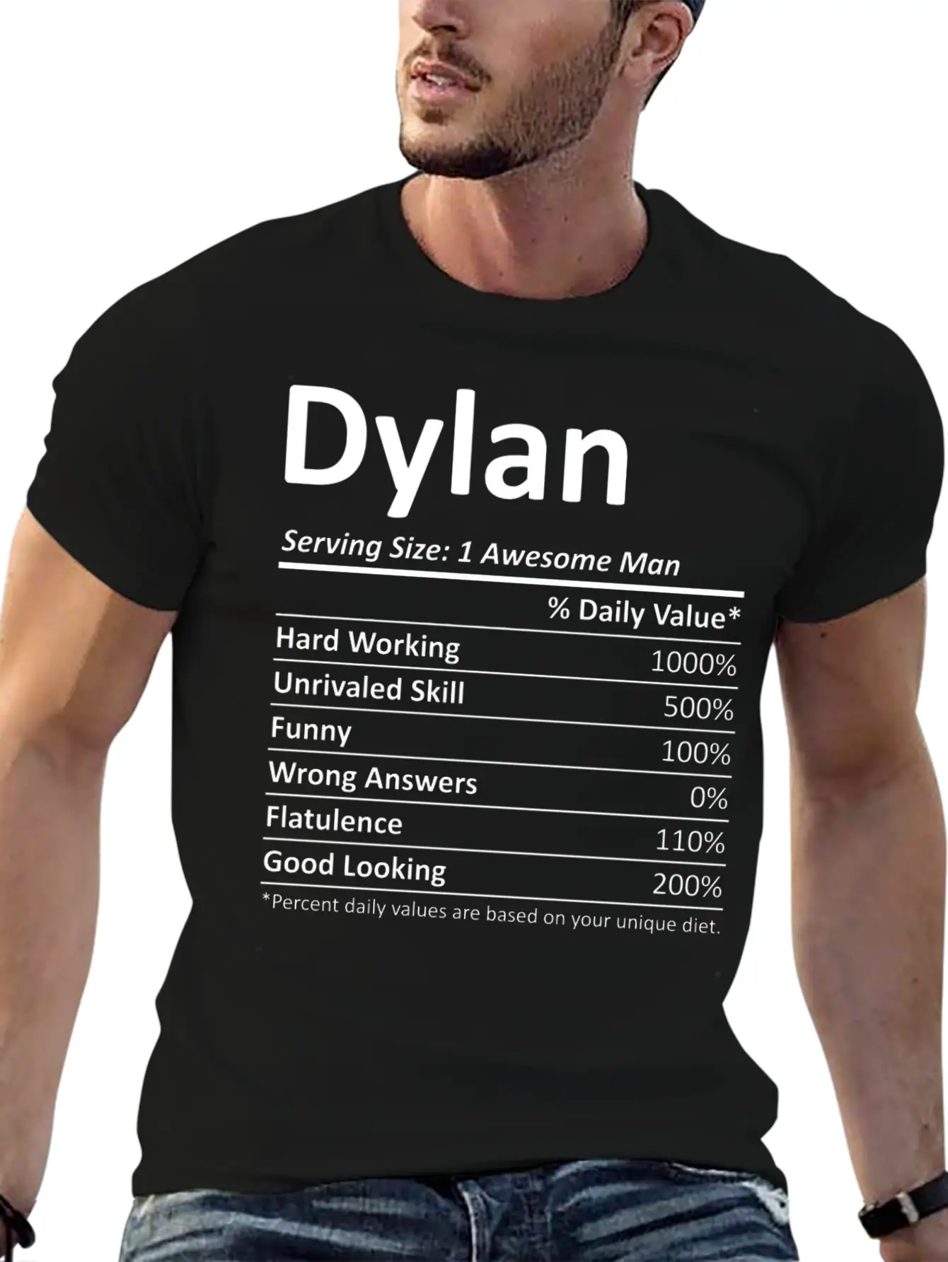 Dylan Nutrition Funny Birthday Personalized Name G Casual Graphic T-Shirt – Simple And Comfortable Daily Wear
