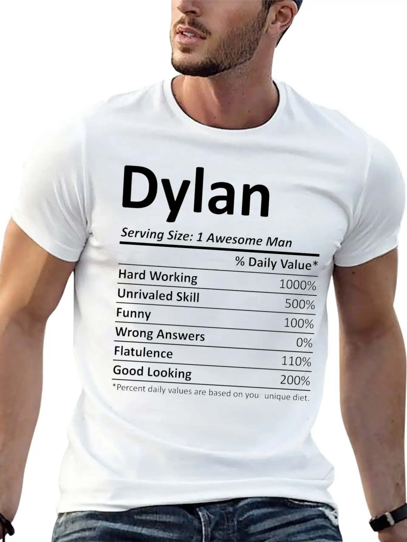 Dylan Nutrition Funny Birthday Personalized Name G Casual Graphic T-Shirt – Simple And Comfortable Daily Wear