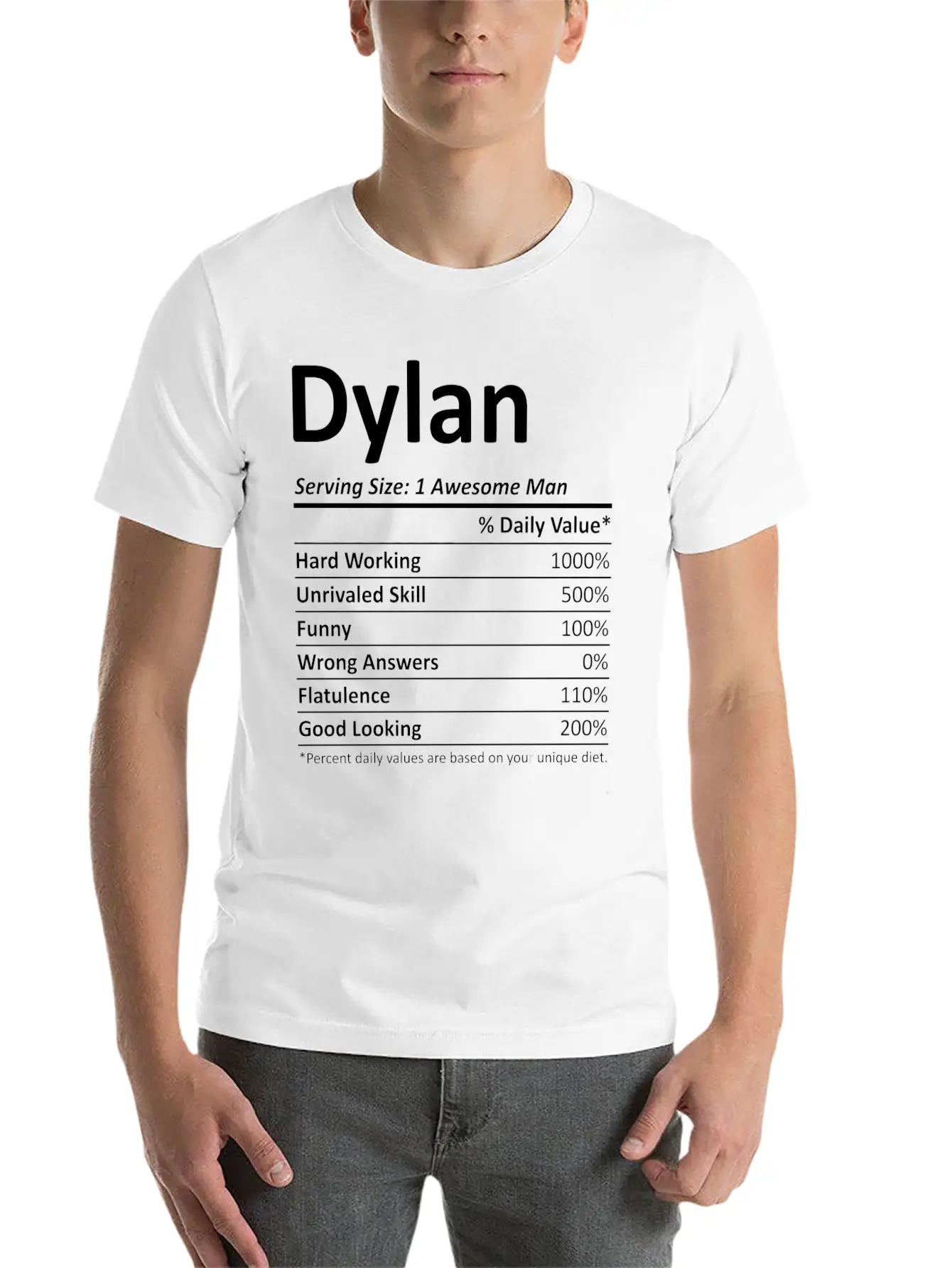 Dylan Nutrition Funny Birthday Personalized Name G Casual Graphic T-Shirt – Simple And Comfortable Daily Wear