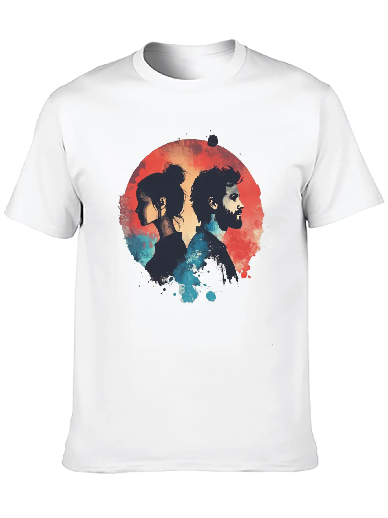 Dynamic Duo In Watercolor Flow Stylish Everyday T-Shirt – Unisex Basic Cotton Tee