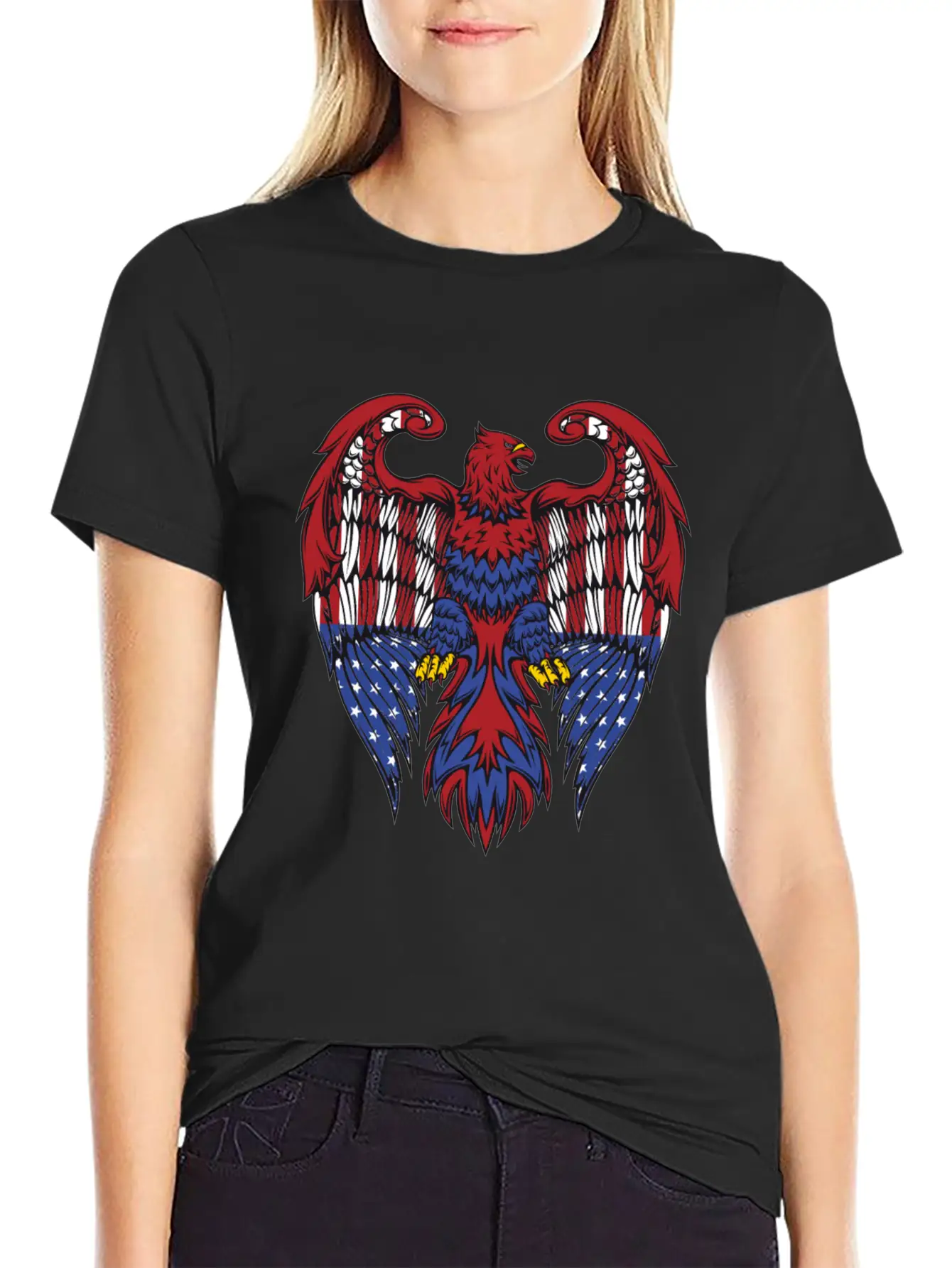 Eagle American Flag Basic Graphic T-Shirt – Daily Comfort In Soft Cotton