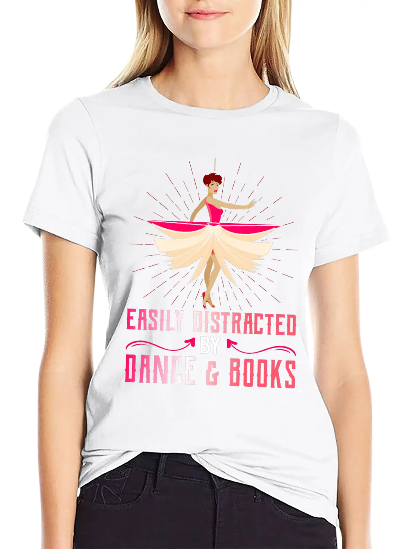 Easily Distracted By Dance And Books Dancing Dance Stylish Everyday T-Shirt – Unisex Basic Cotton Tee