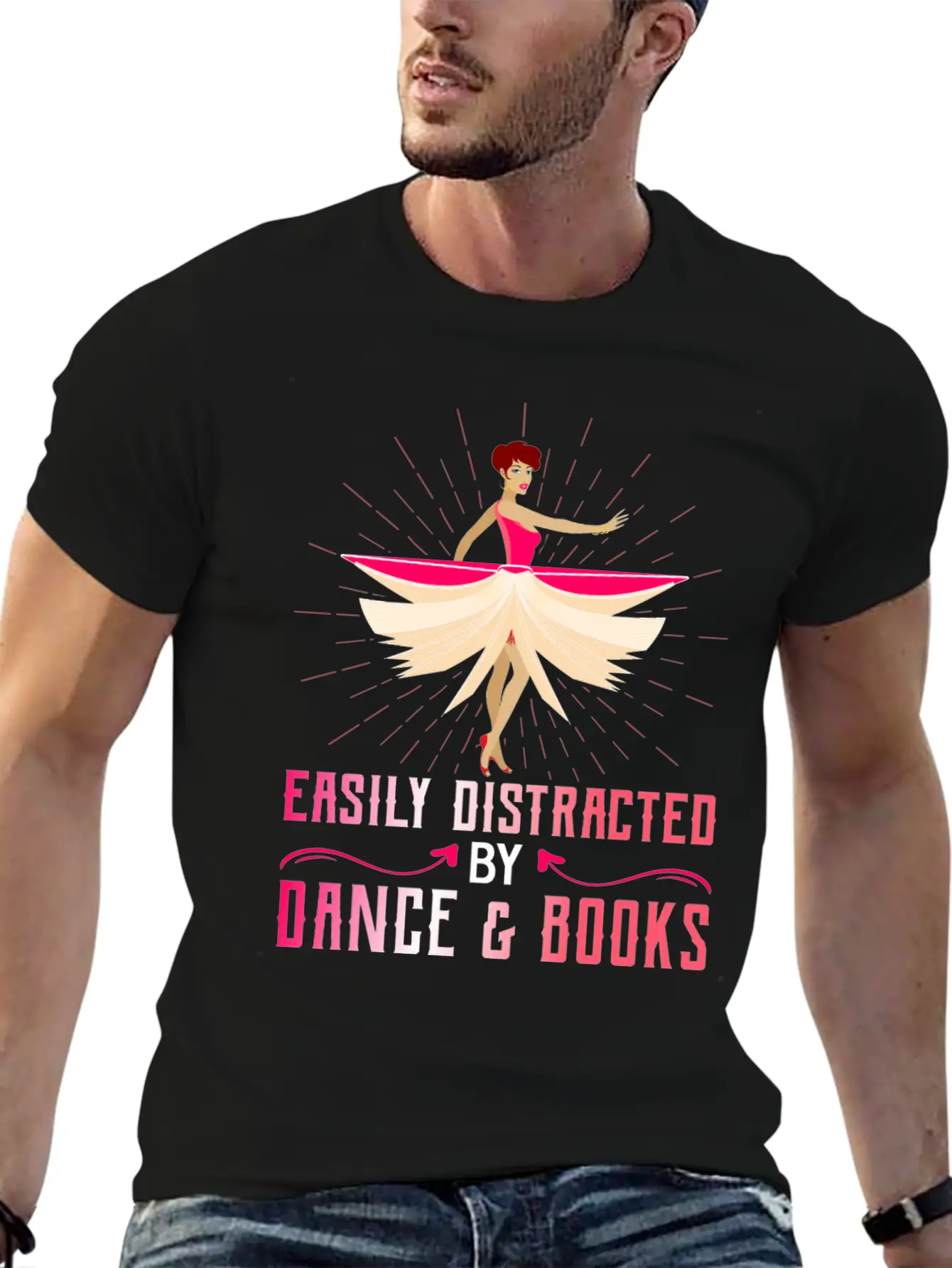Easily Distracted By Dance And Books Dancing Dance Stylish Everyday T-Shirt – Unisex Basic Cotton Tee